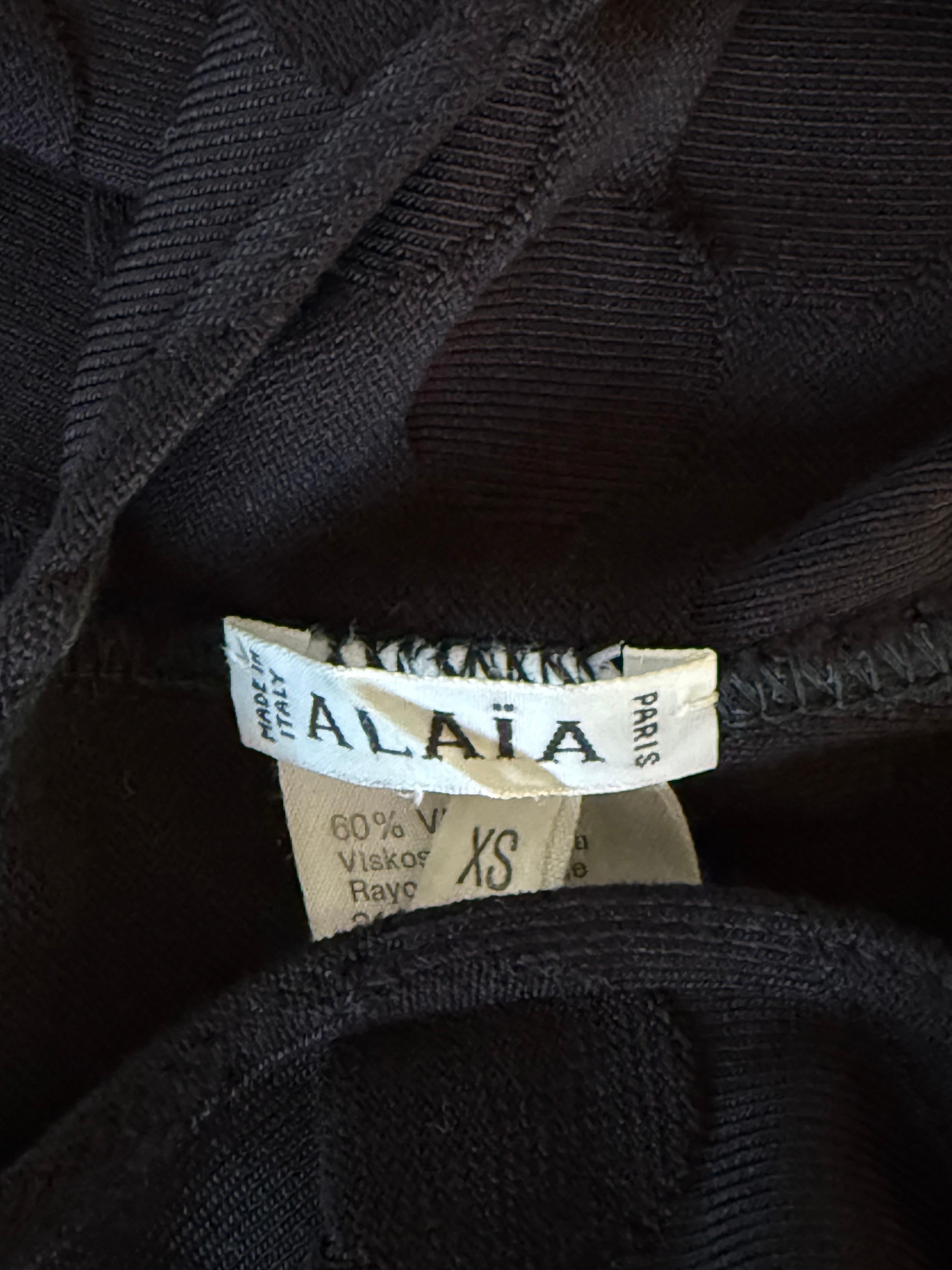 AZZEDINE ALAÏA Vintage S/S 1991 Black Polka Dot Bodycon Mini Dress en venta 1