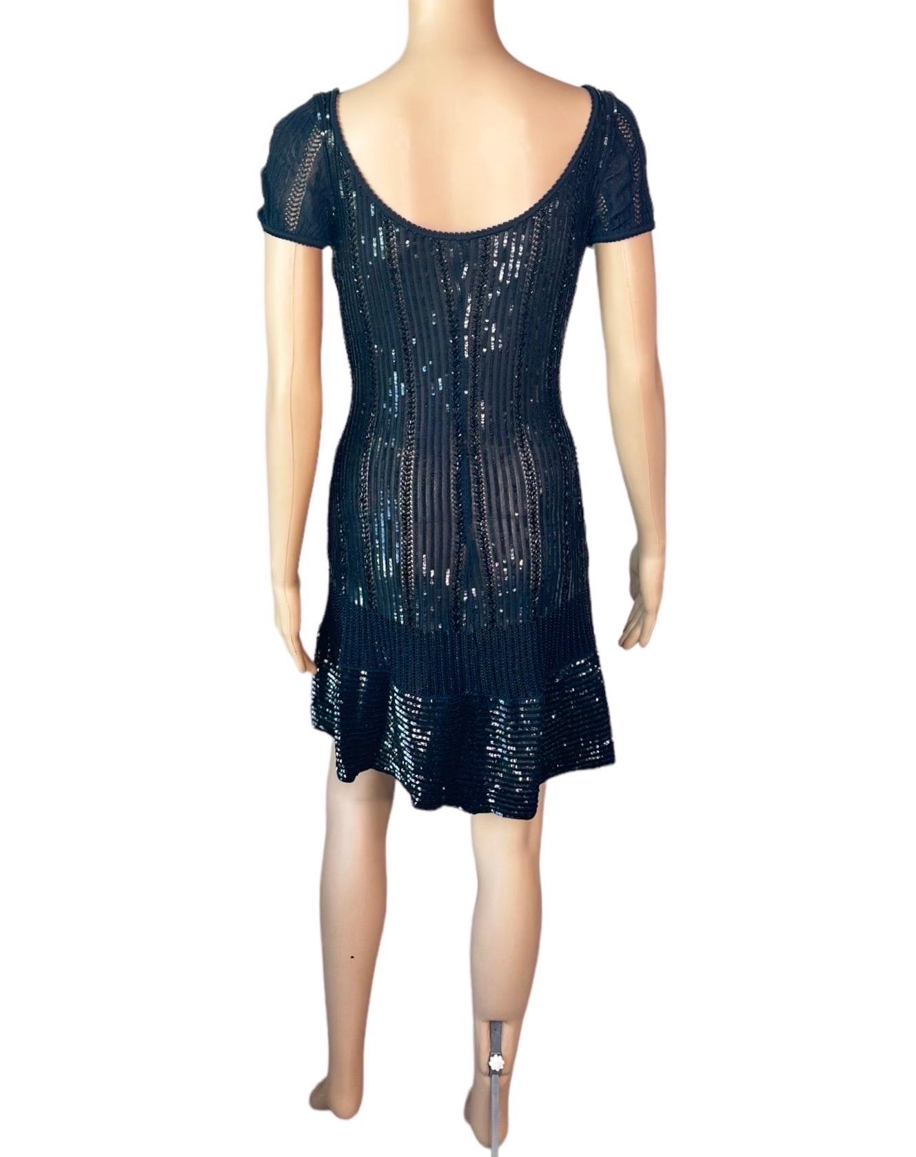 Azzedine Alaia Vintage S/S 1996 Black Sequin Embellished Mini Dress For Sale 7