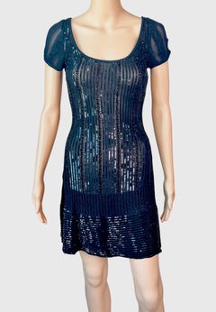 Azzedine Alaia Vintage S/S 1996 Black Sequin Embellished Mini Dress