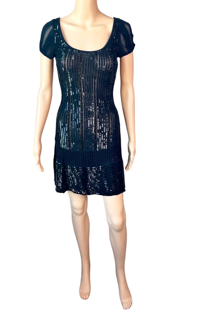 Azzedine Alaia Vintage S/S 1996 Black Sequin Embellished Mini Dress For Sale at 1stDibs Azzedine Alaia Vintage S/S 1996 Black Sequin Embellished Mini Dress For Sale at 1stDibs