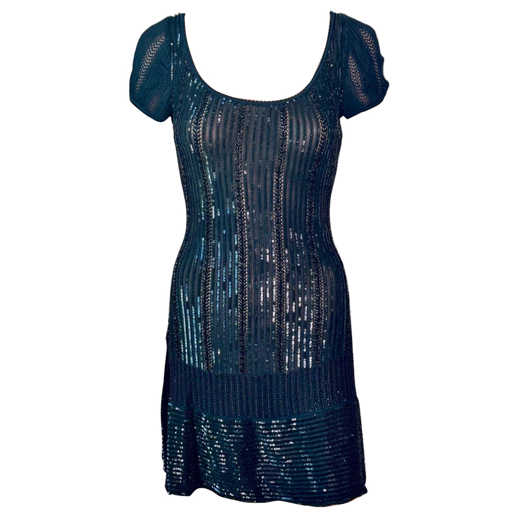 Azzedine Alaia Vintage P/E 1996 - Mini abito nero impreziosito da paillettes