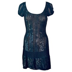 Azzedine Alaia Vintage F/S 1996 Schwarzes, paillettenbesetztes Minikleid