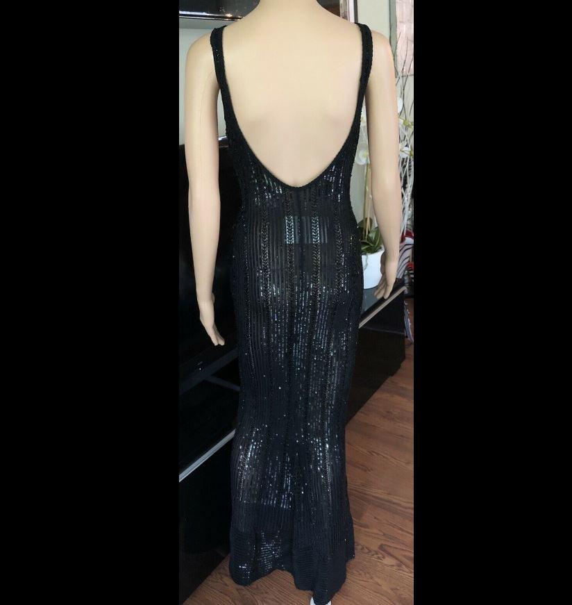 Azzedine Alaia Vintage S/S 1996 Runway Black Sequin Embellished Dress Gown 2