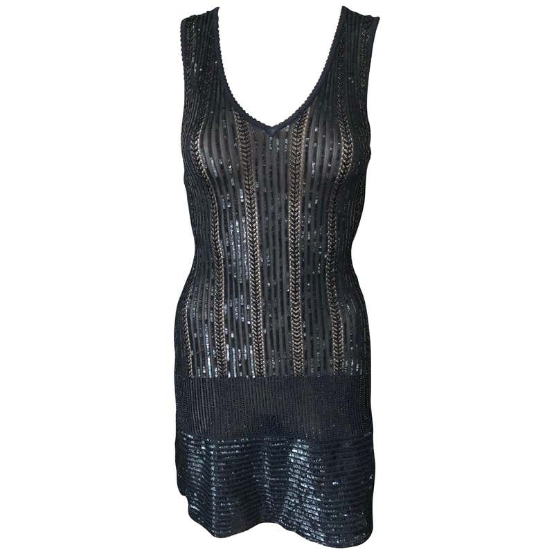1991 AZZEDINE ALAIA black ribbed chenille dress For Sale at 1stDibs