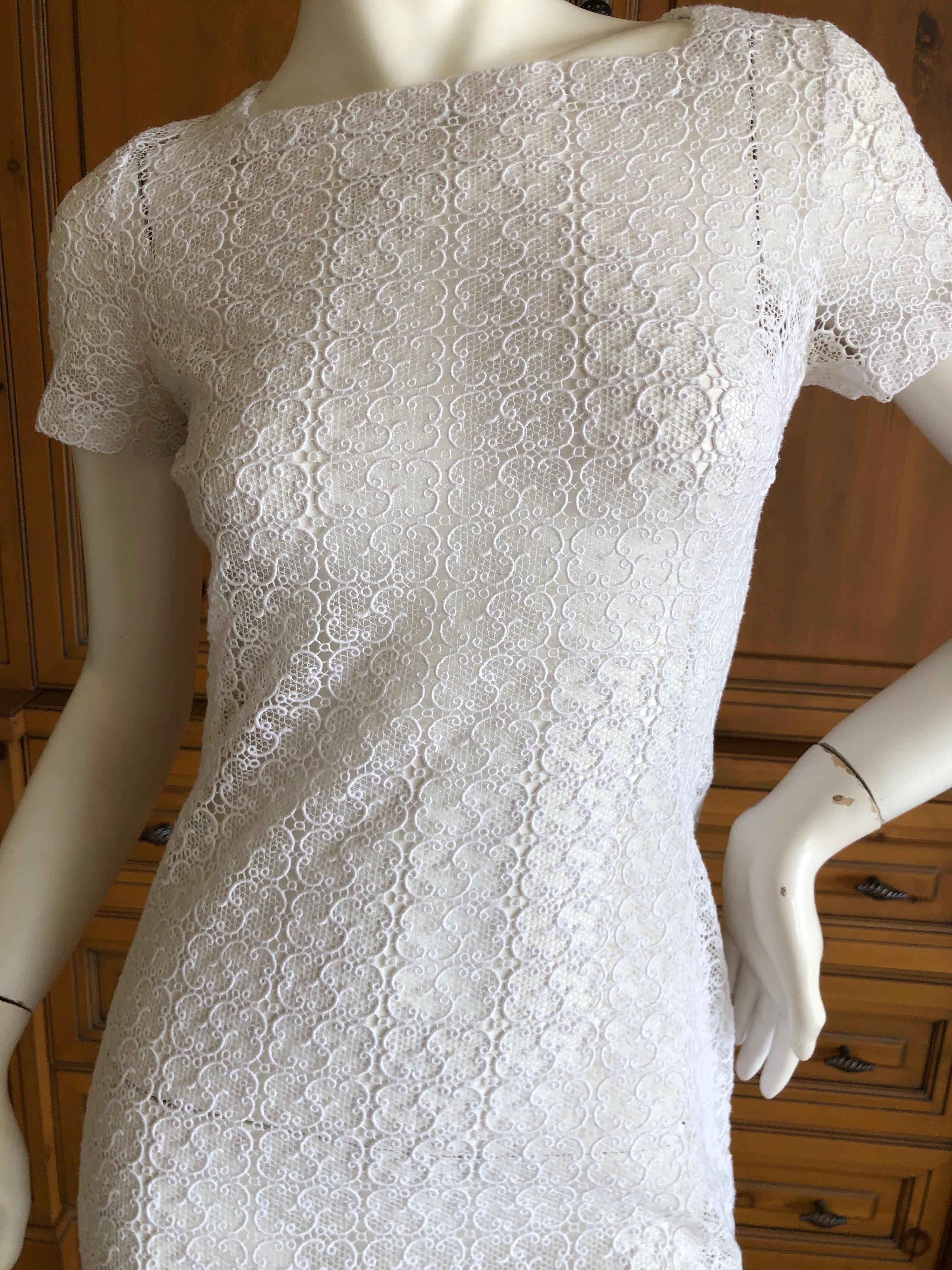 Azzedine Alaia Vintage Sheer White Guipure Lace Cap Sleeve Mini Dress For Sale 1