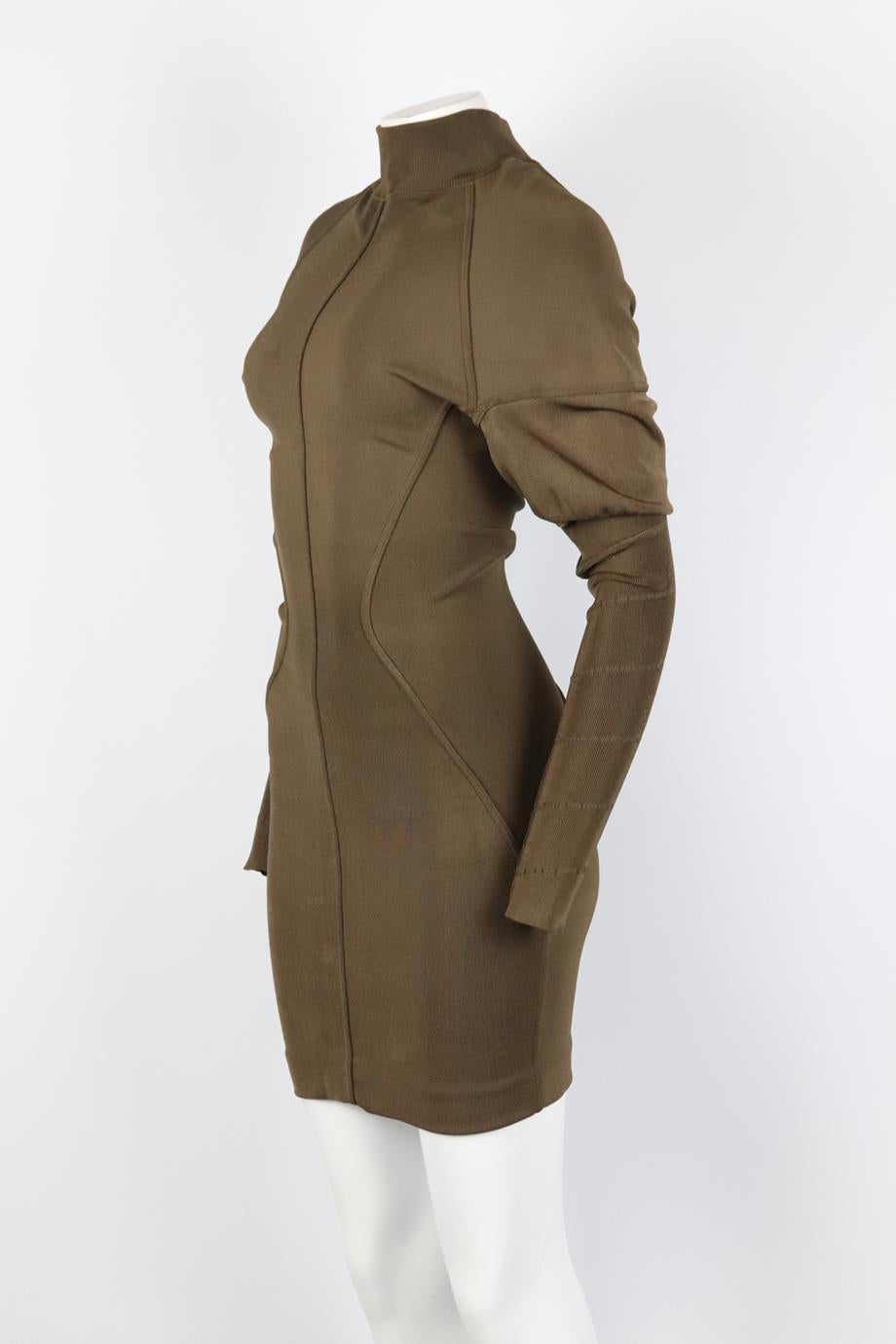 Azzedine Alaïa Vintage Stretch Knit Turtleneck Mini Dress Xsmall In Fair Condition In London, GB
