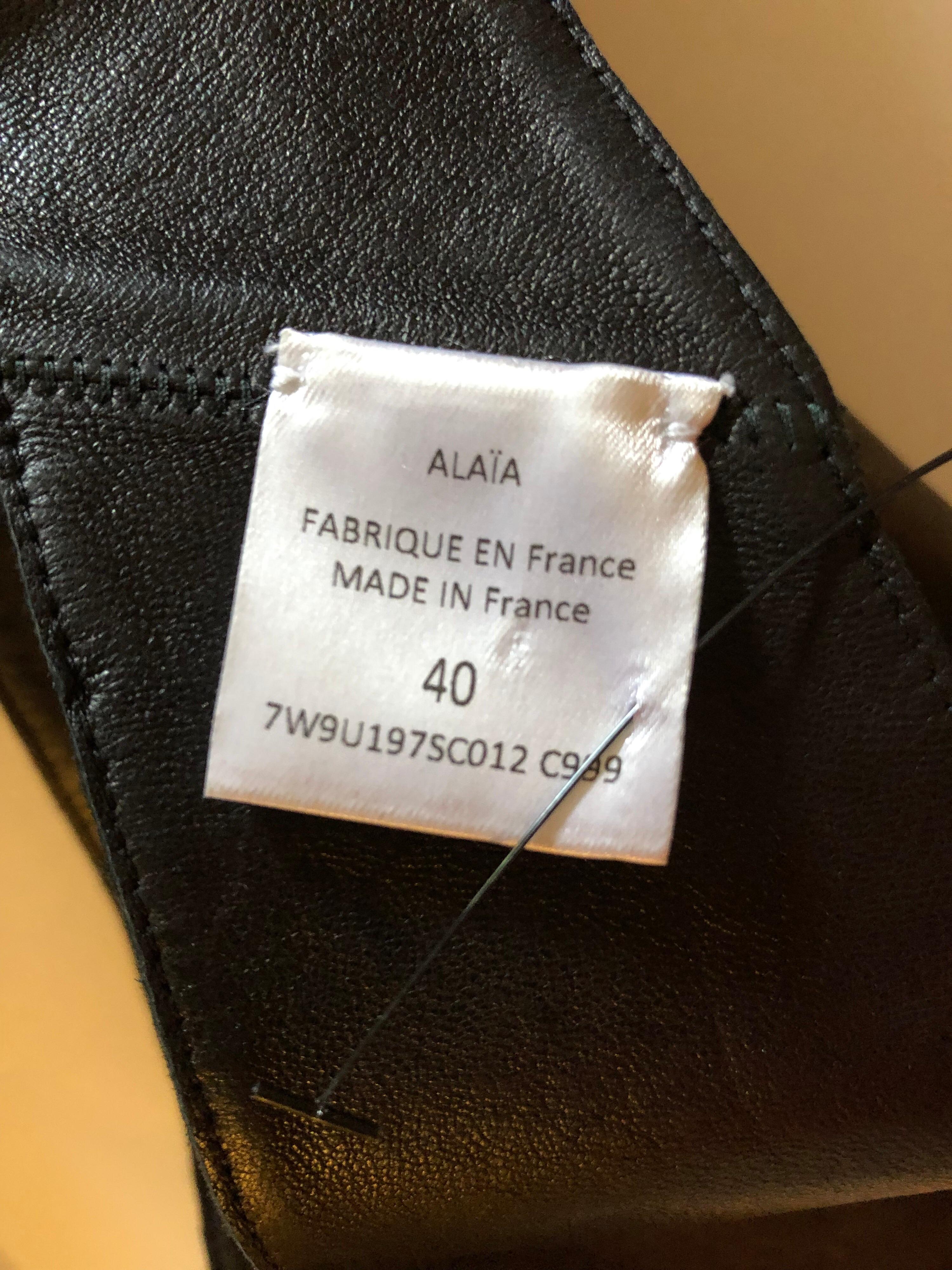 Azzedine Alaia Wrap Leather Cutout Black Top In Excellent Condition In Naples, FL