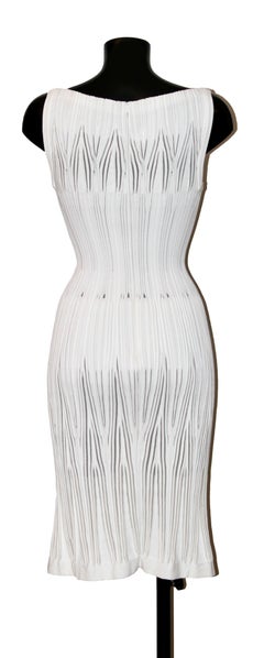 Azzedine Alaïa White Knit Mesh Dress