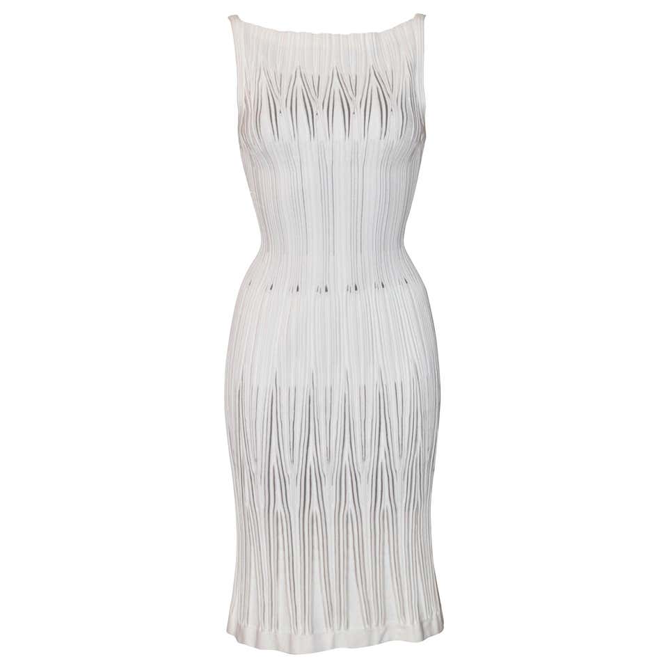 Azzedine Alaïa White Knit Mesh Dress at 1stDibs alaia white dress