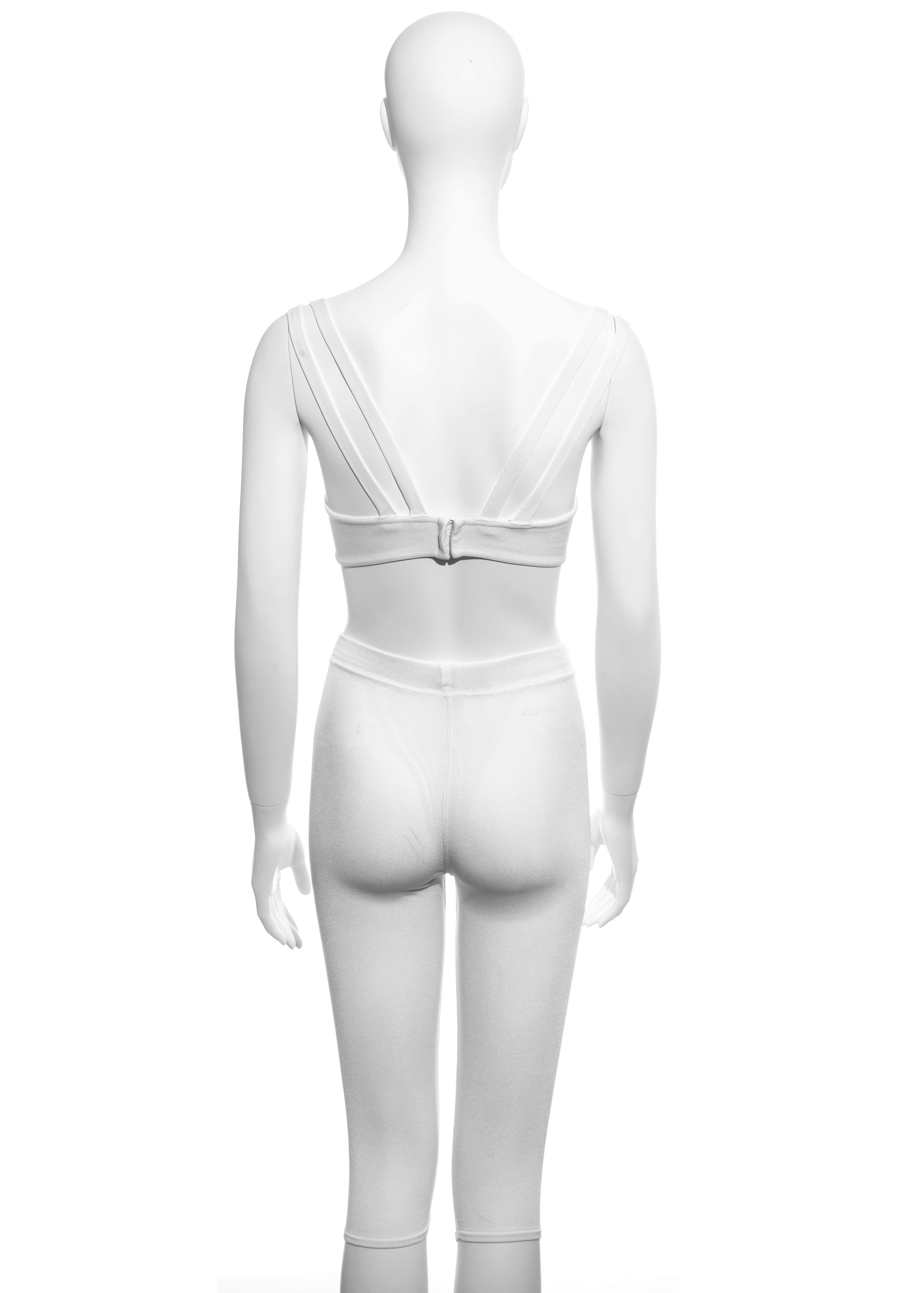 Gray Azzedine Alaia white rayon spandex bra and cycling shorts set, ss 1990