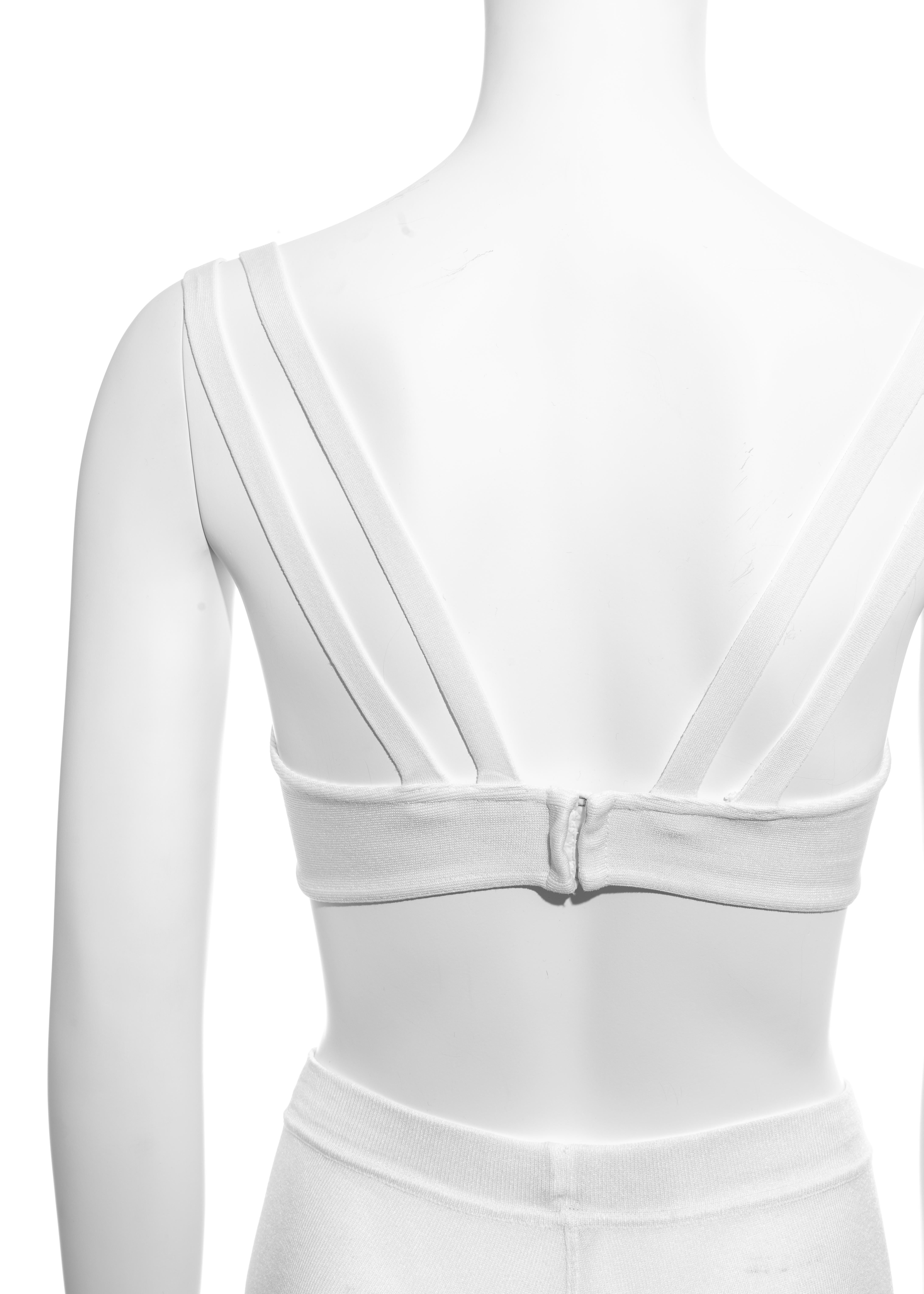Azzedine Alaia white rayon spandex bra and cycling shorts set, ss 1990 In Excellent Condition In London, GB