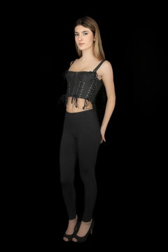 Azzedine Alaïa Women's Black Stretch Leggings Size 40FR Made in Italy