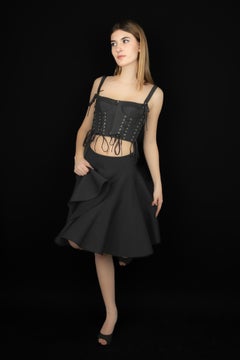 Azzedine Alaïa Women's Black Viscose Wool Skater Skirt, Size 40IT