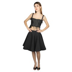 Azzedine Alaïa Women's Black Viscose Wool Skater Skirt, Size 40IT