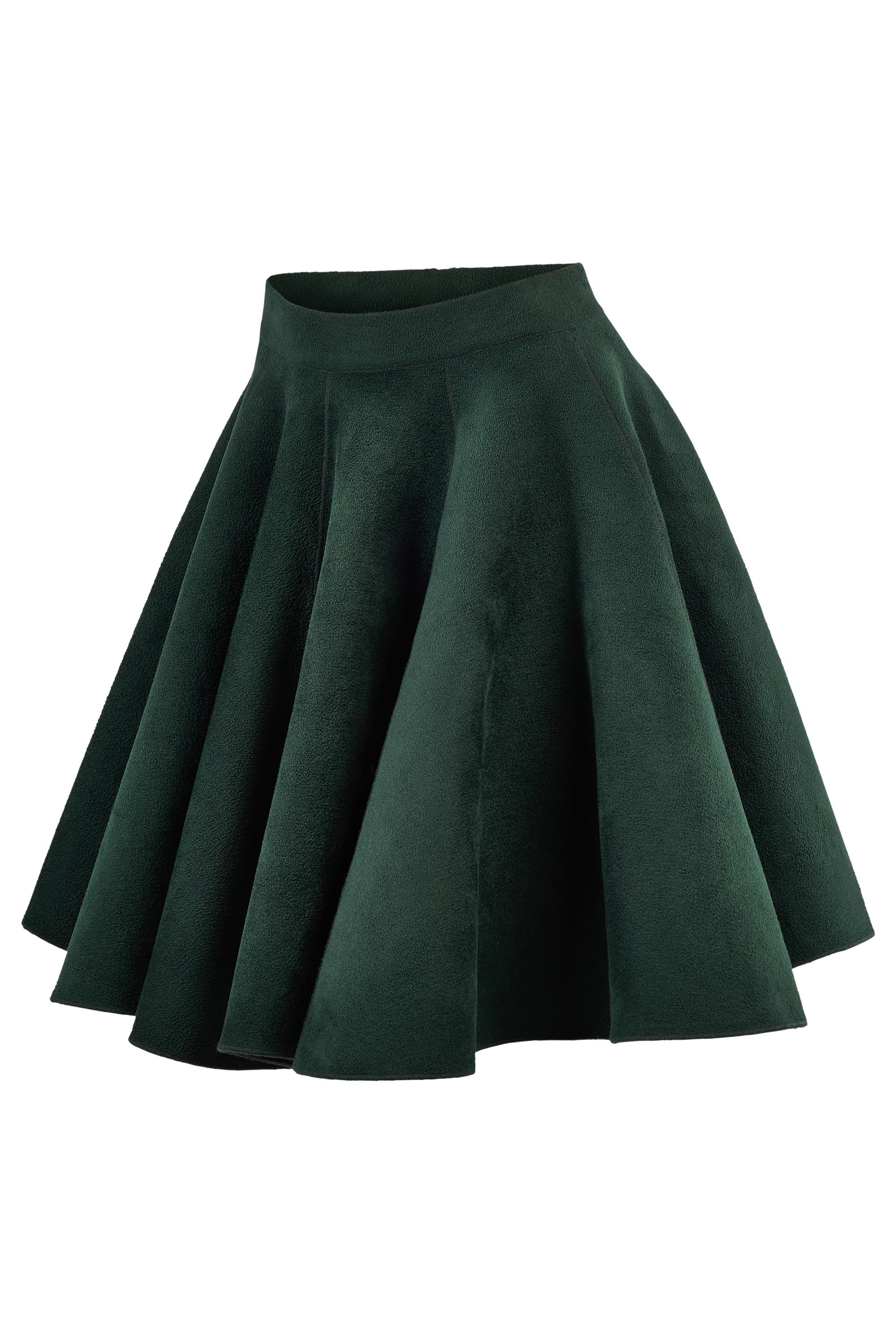 Falda escultural Azzedine Alaïa en mezcla de lana verde. Con cintura de talle alto, tejido opaco verde oscuro y espectaculares paneles acampanados. Se abrocha con una cremallera trasera oculta. En excelente estado. 

Marca:Alaia
Talla: UK 8
Color :