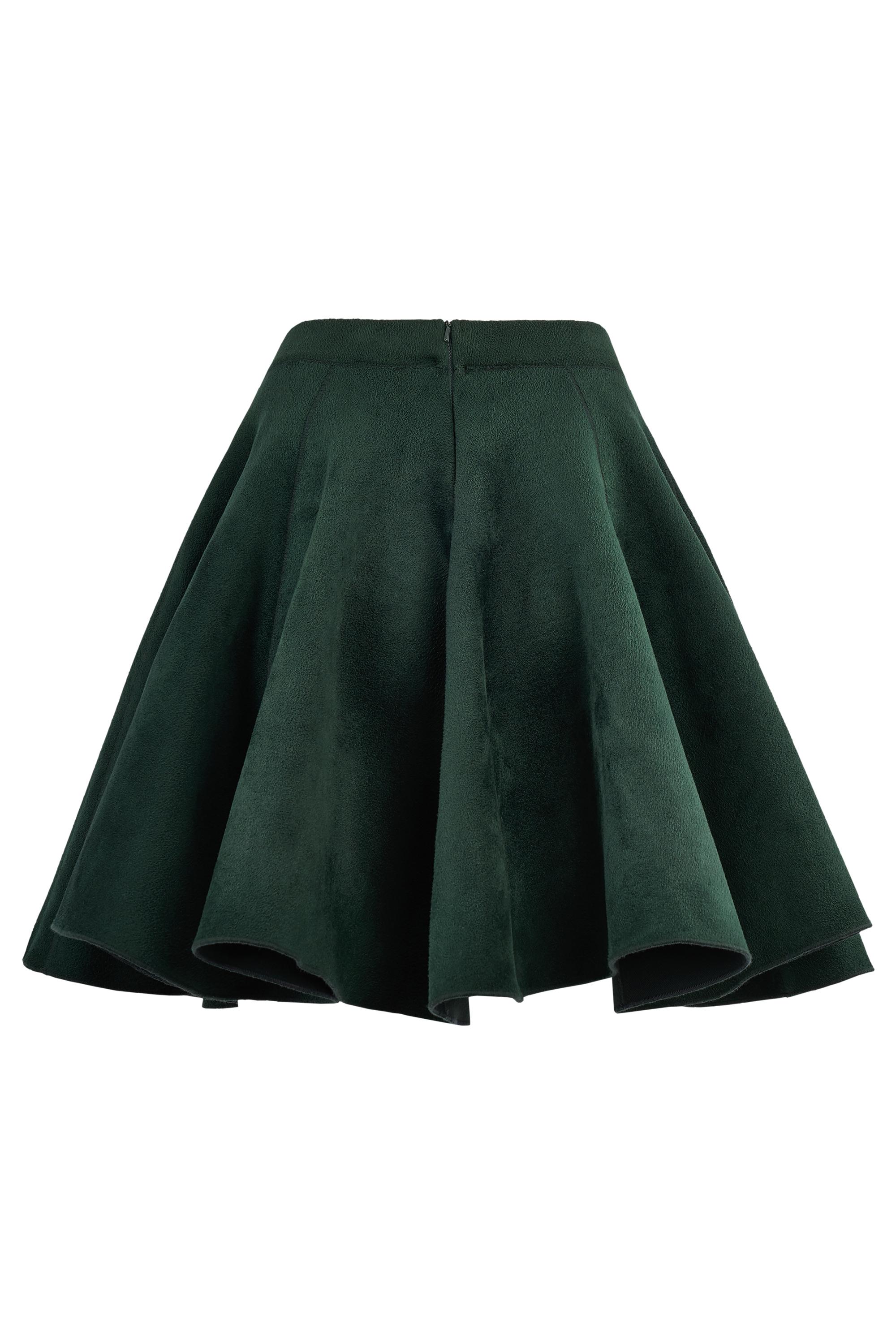 Azzedine Alaïa Falda Escultural Verde Mezcla de Lana Negro en venta