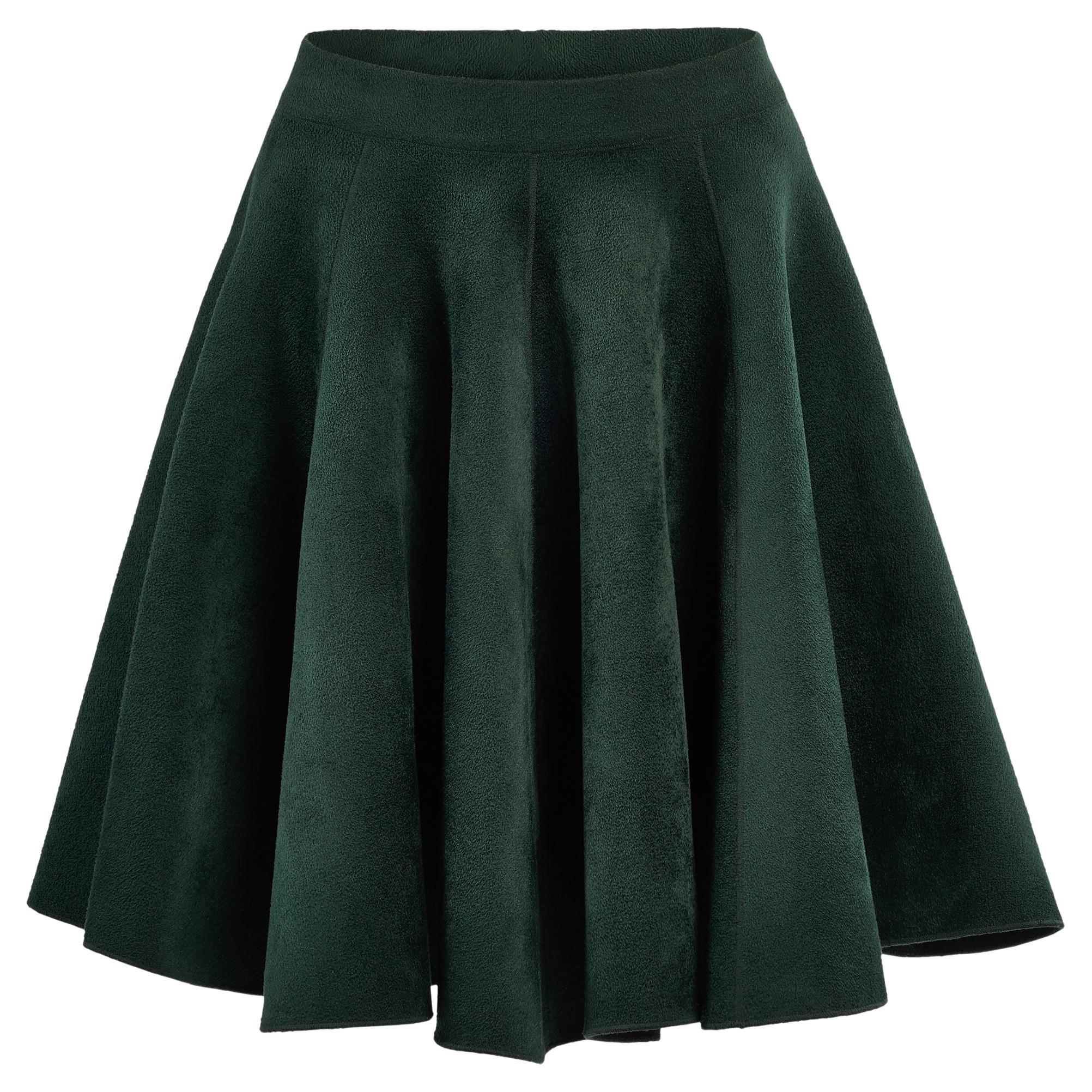 Azzedine Alaïa Falda Escultural Verde Mezcla de Lana