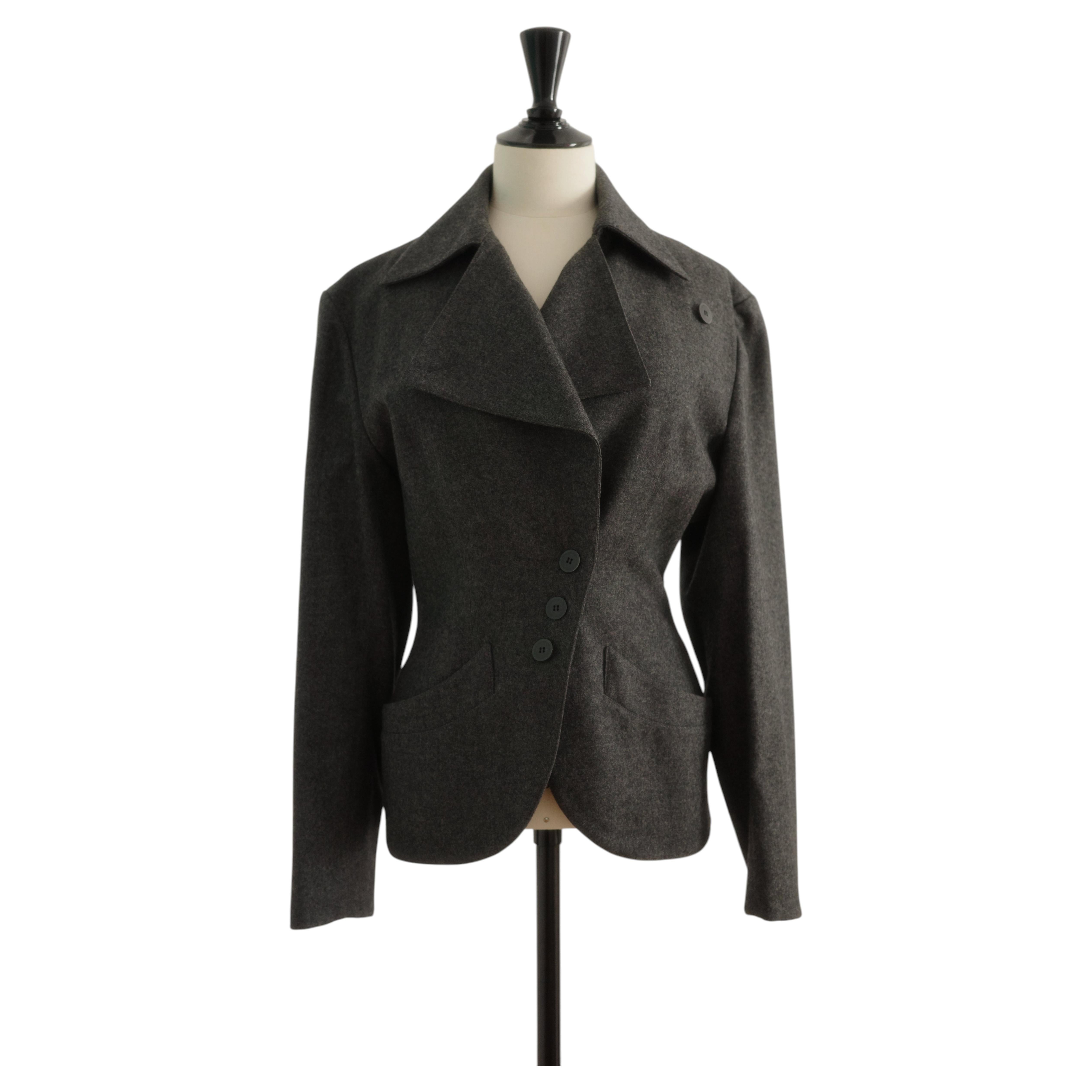 Azzedine Alaïa Vintage Wool Blazer Circa 1988 Charcoal Grey