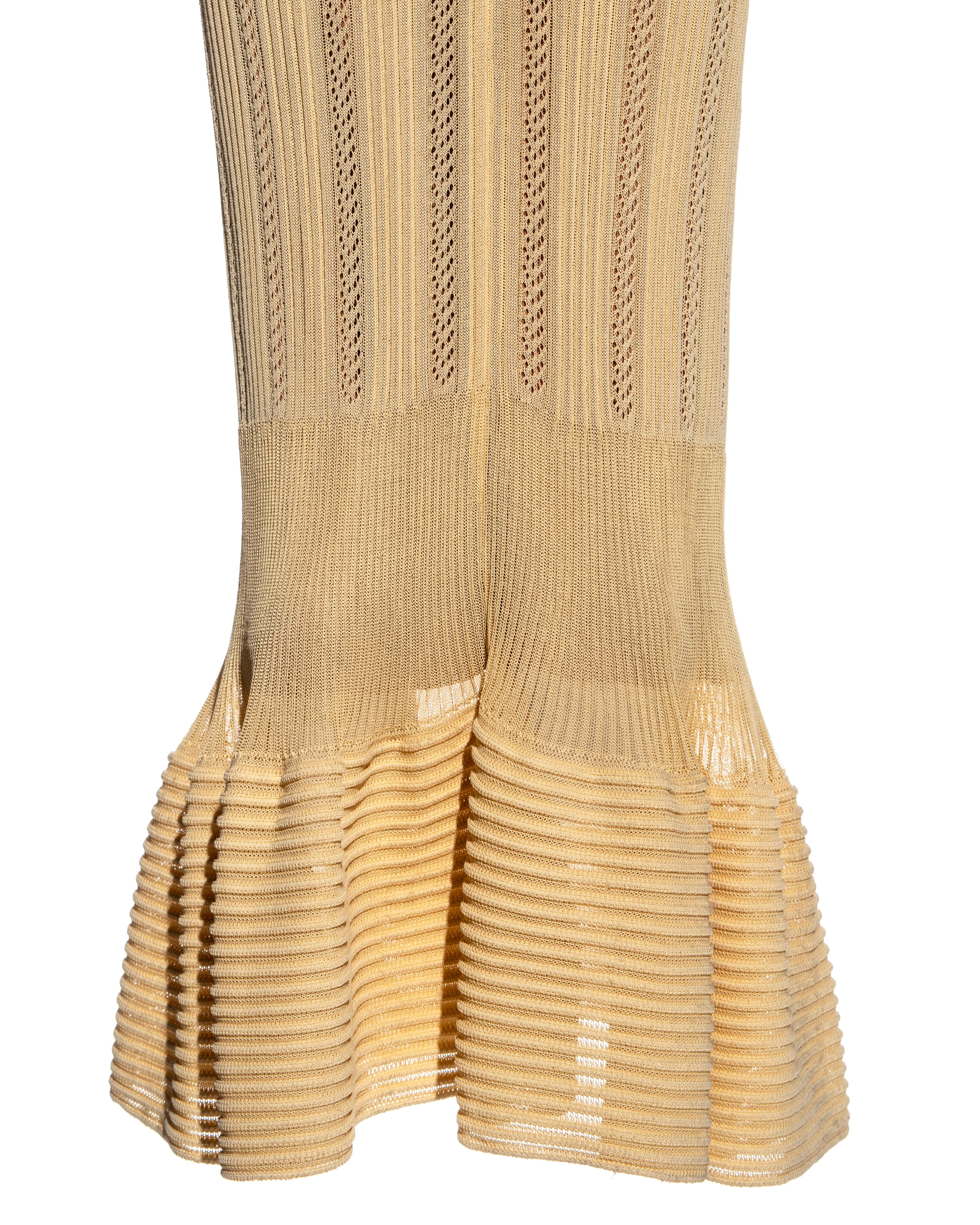 Azzedine Alaia yellow open-knit floor-length fishtail dress, ss 1996 In Excellent Condition In London, GB