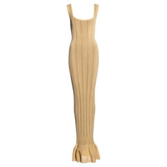 Azzedine Alaia yellow open-knit floor-length fishtail dress, ss 1996