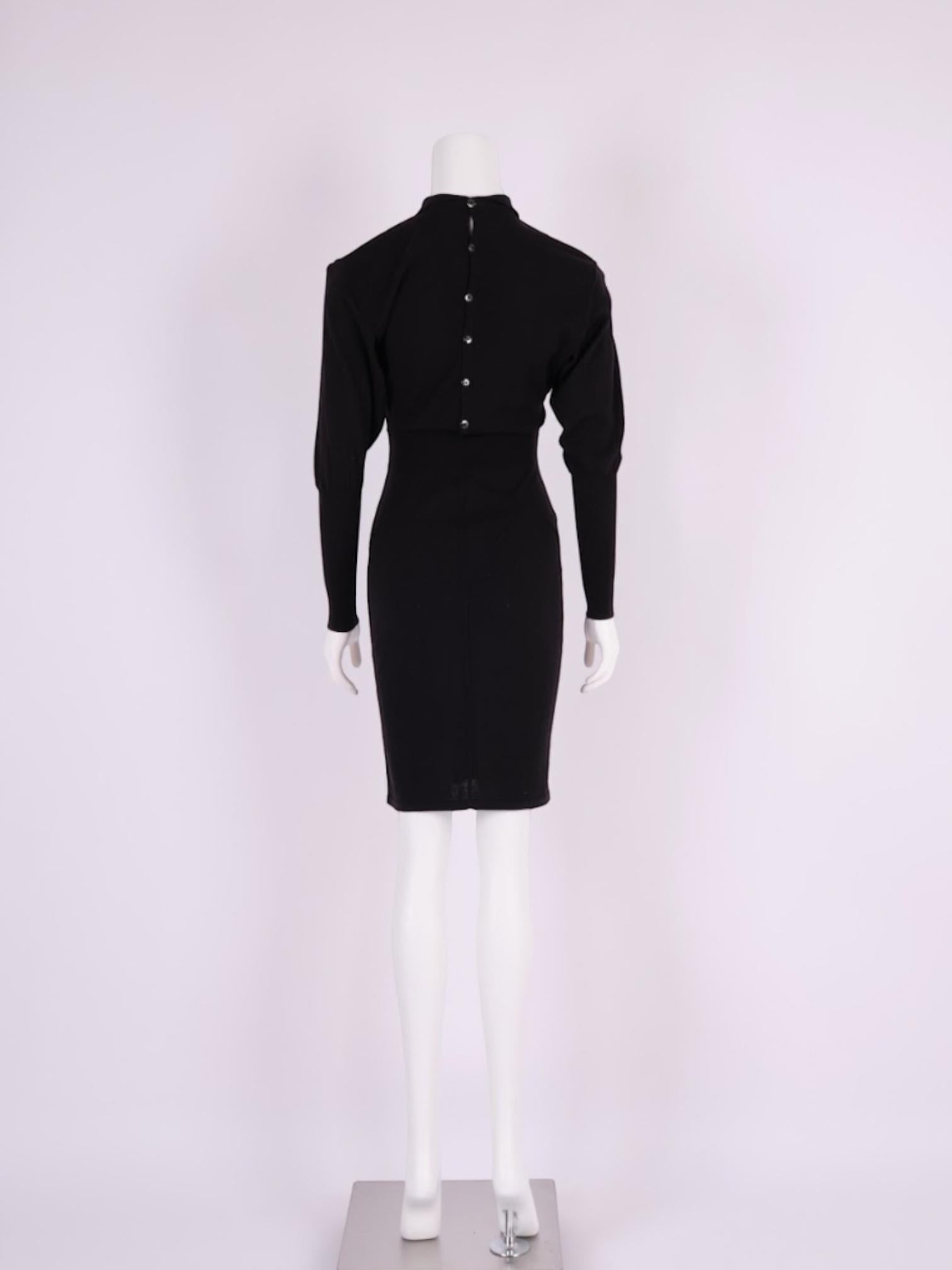 Black Azzendine Alaia 1989 Knitted Dress For Sale