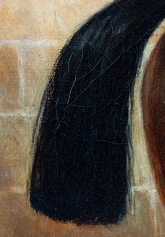 Dark Bay Horse by a Stone Wall