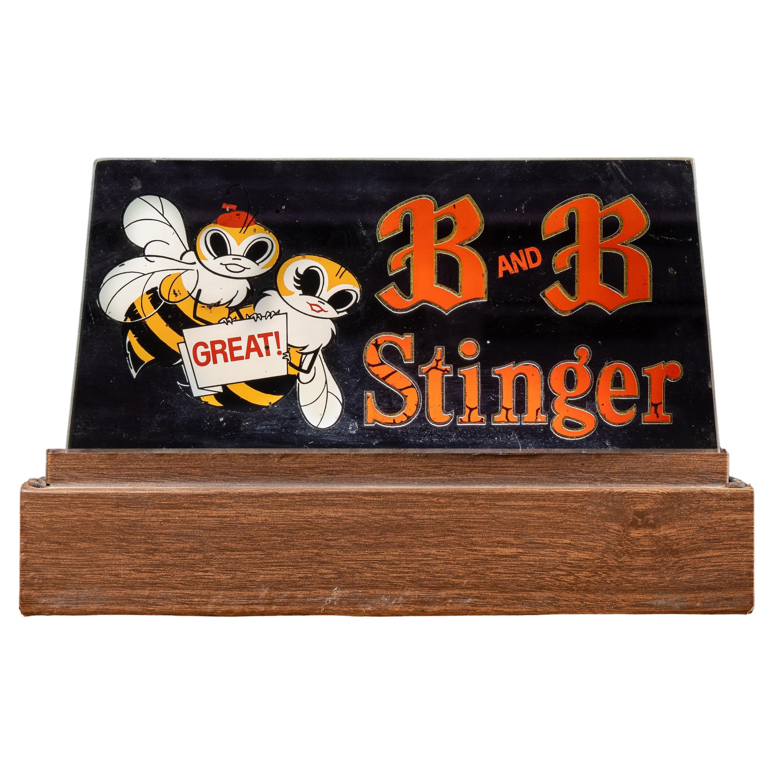 Insegna luminosa in vetro di B and B Stinger in vendita