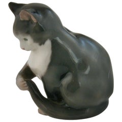 B and G Danish Porcelain Miniature Cat Sculpture