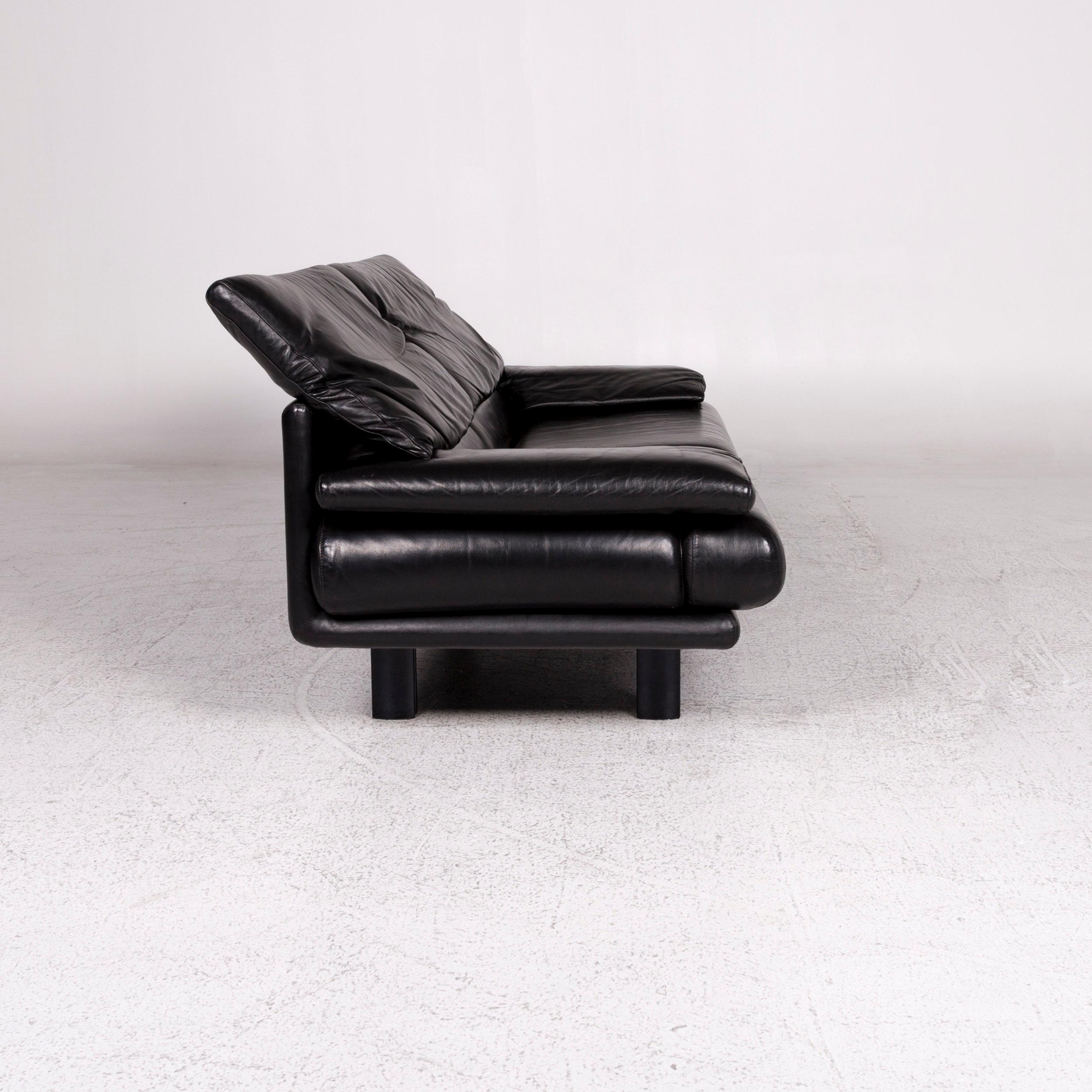 B & B Italia Alanda Leather Sofa Black Two-Seat Function Paolo Piva Couch 3