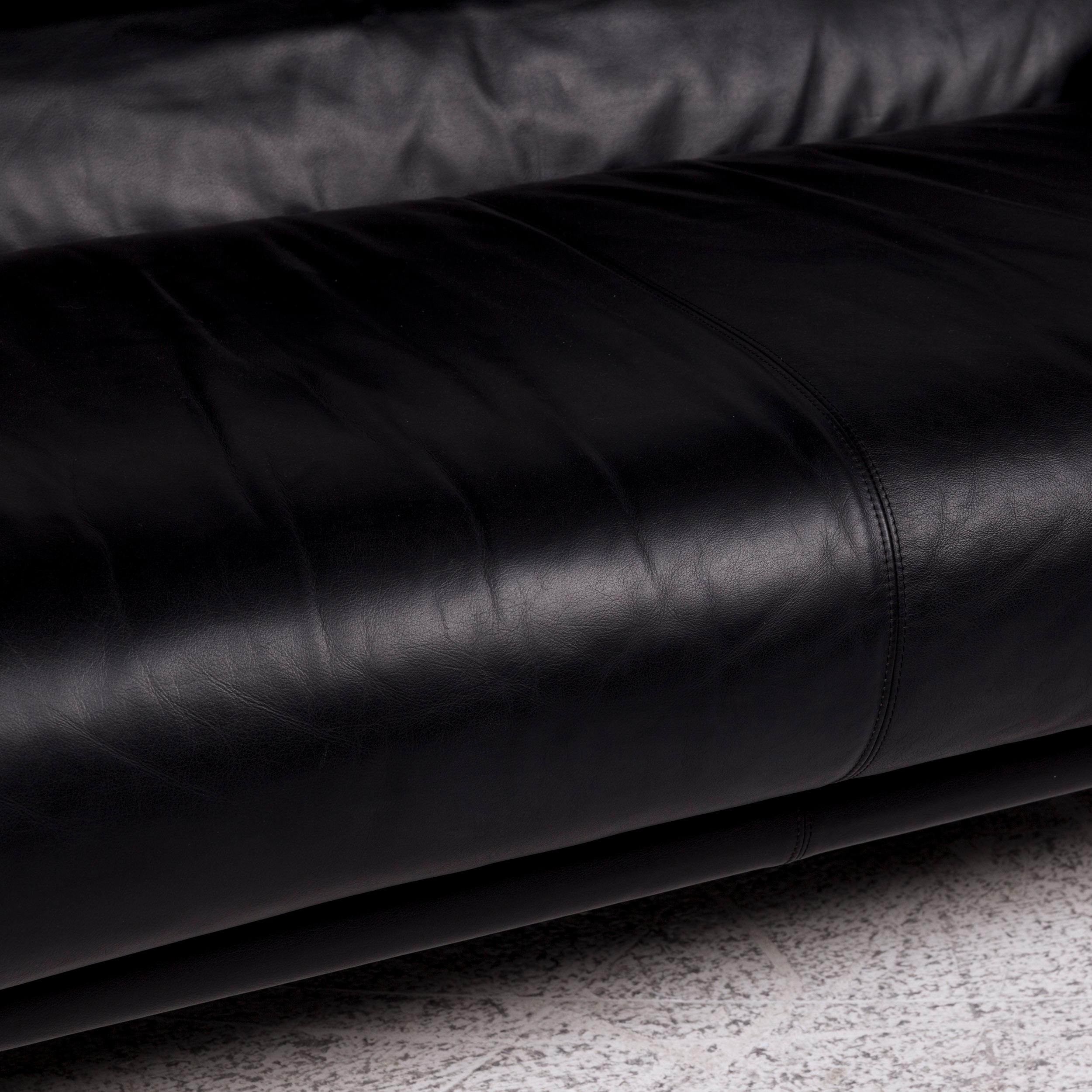 Italian B & B Italia Alanda Leather Sofa Black Two-Seat Function Paolo Piva Couch