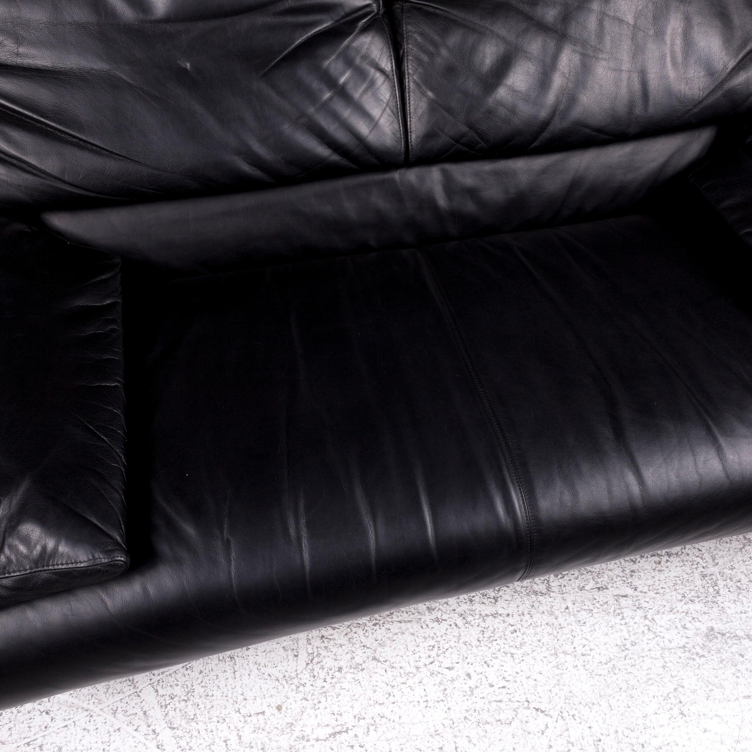 B & B Italia Alanda Leather Sofa Black Two-Seat Function Paolo Piva Couch In Good Condition In Cologne, DE