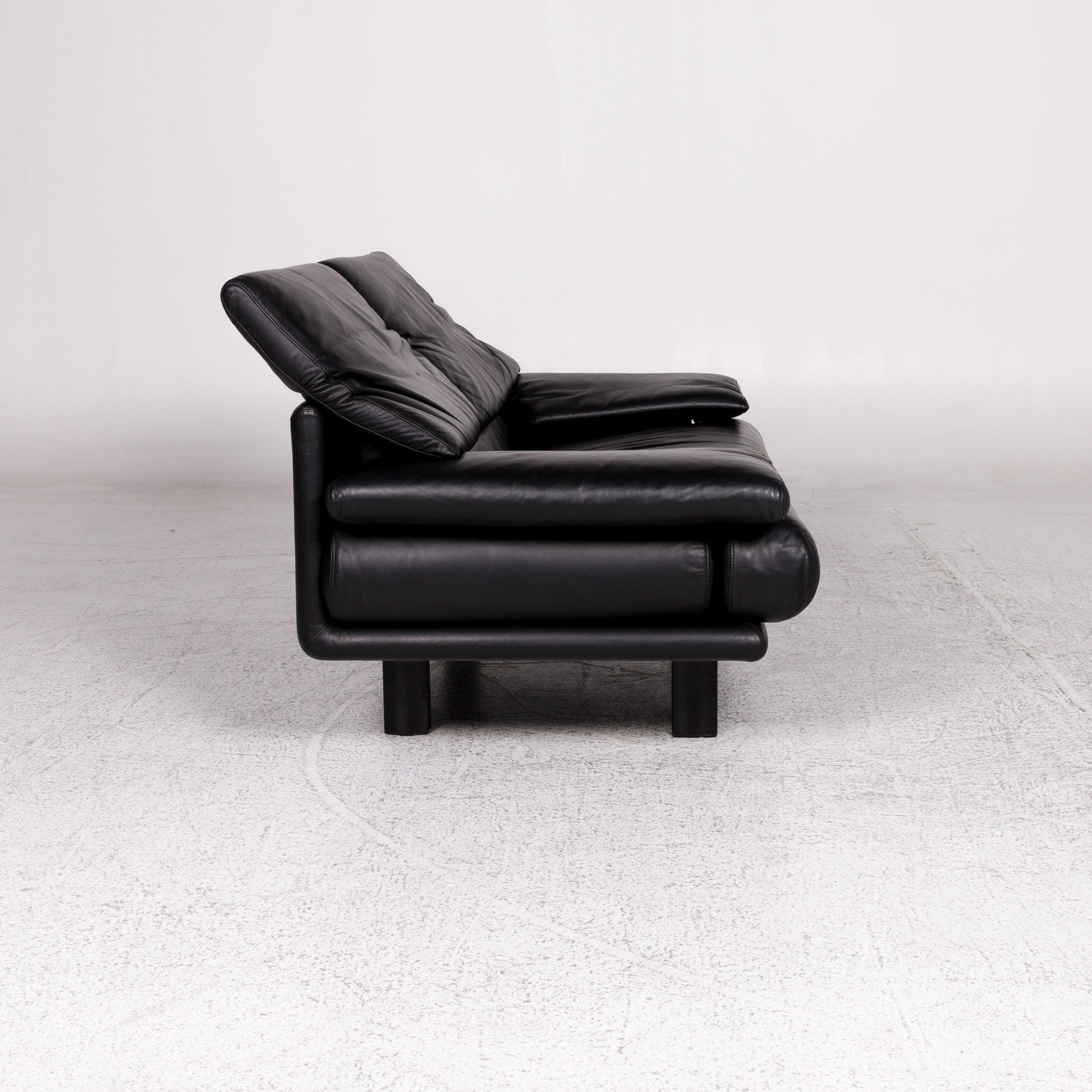 B & B Italia Alanda Leather Sofa Black Two-Seat Function Paolo Piva Couch 2
