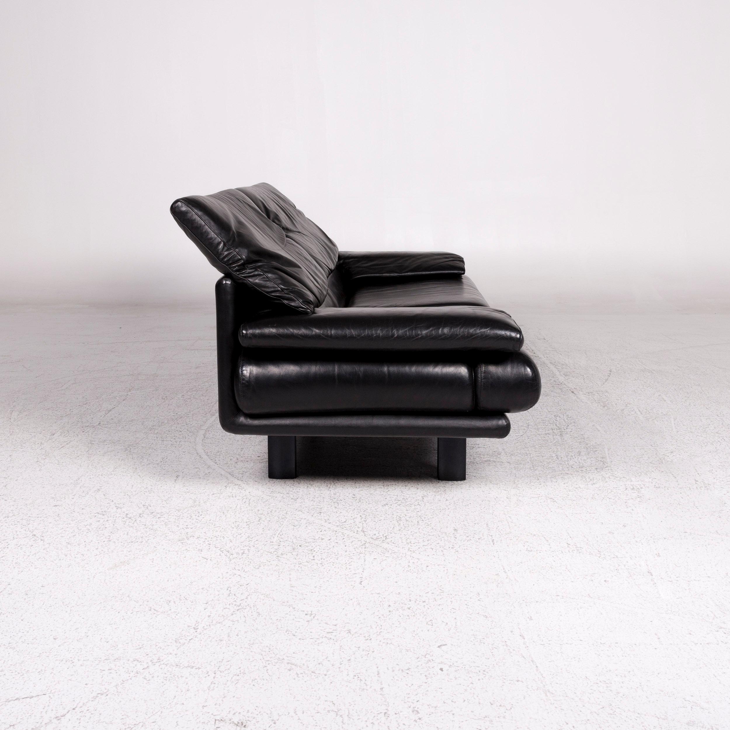 B & B Italia Alanda Leather Sofa Black Two-Seat Function Paolo Piva Couch 1