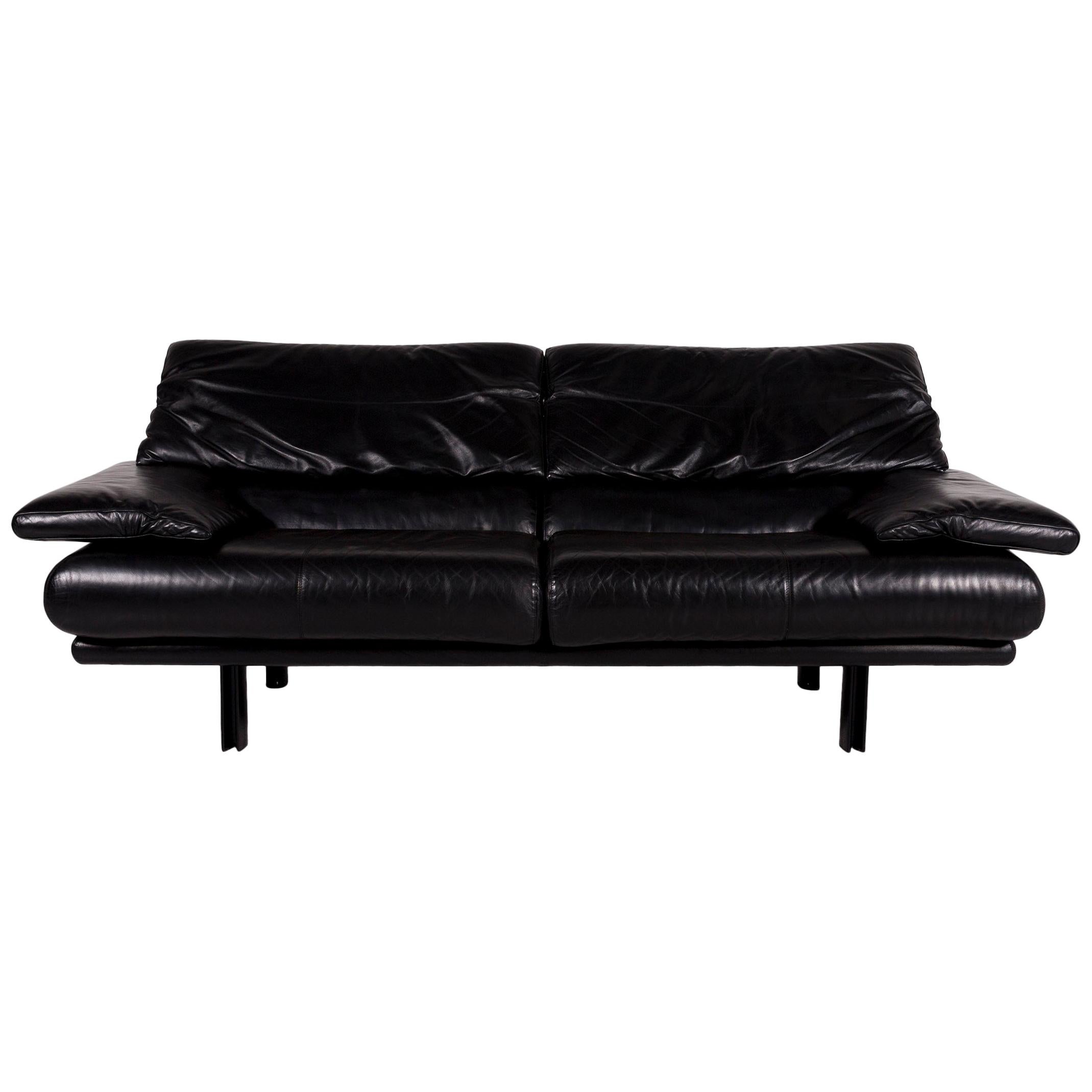 B & B Italia Alanda Leather Sofa Black Two-Seat Function Paolo Piva Couch