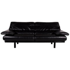 B & B Italia Alanda Leather Sofa Black Two-Seat Function Paolo Piva Couch