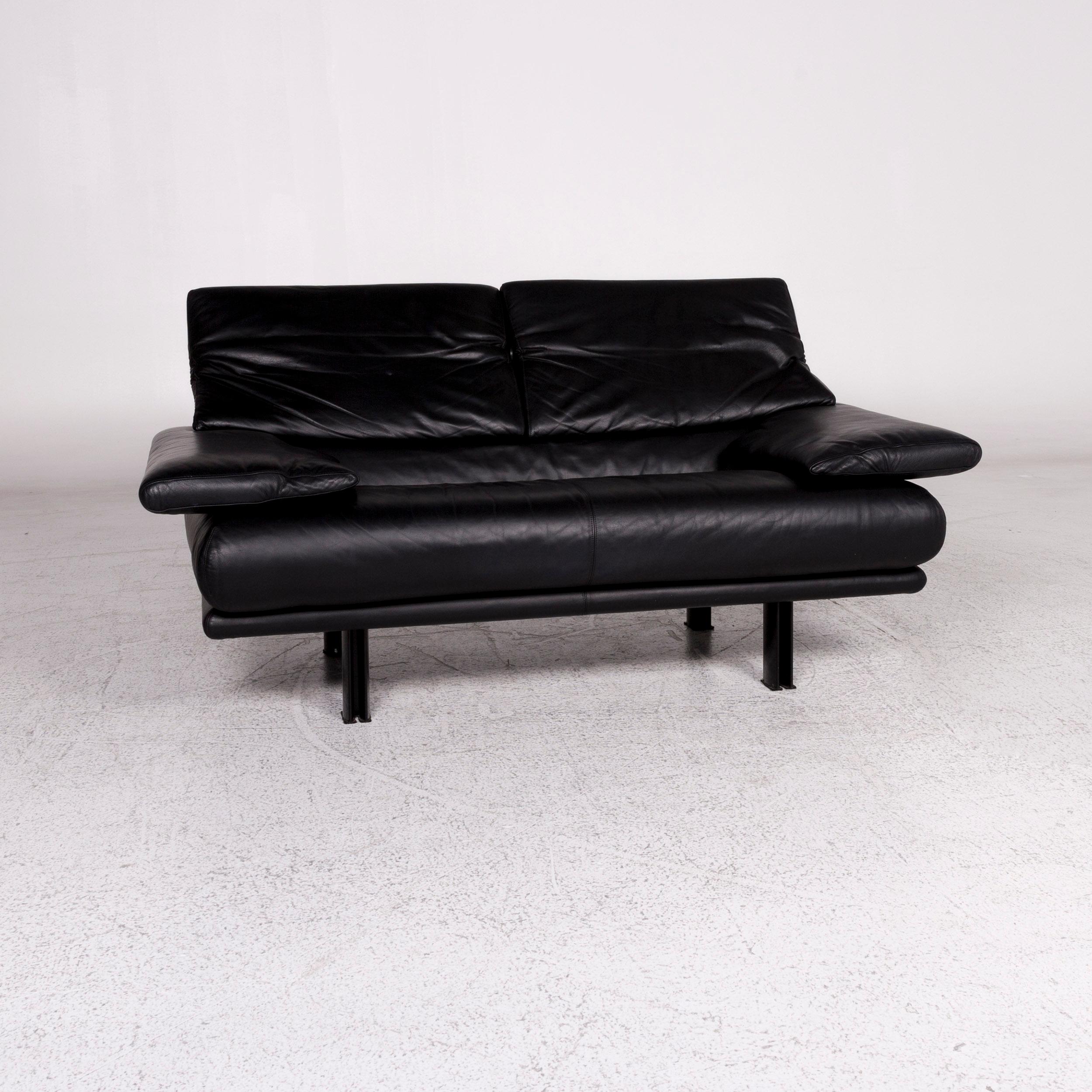 Modern B & B Italia Alanda Leather Sofa Set Black 1 Three-Seat 1 Two-Seat