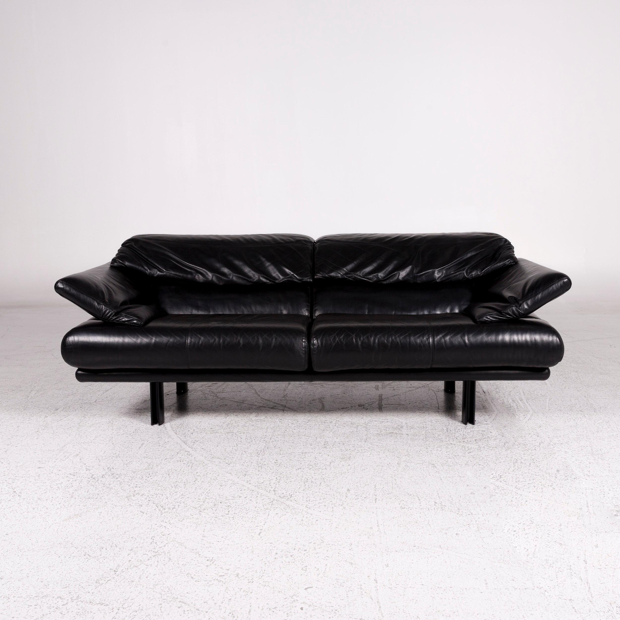Italian B & B Italia Alanda Leather Sofa Set Black 1 Three-Seat 1 Two-Seat