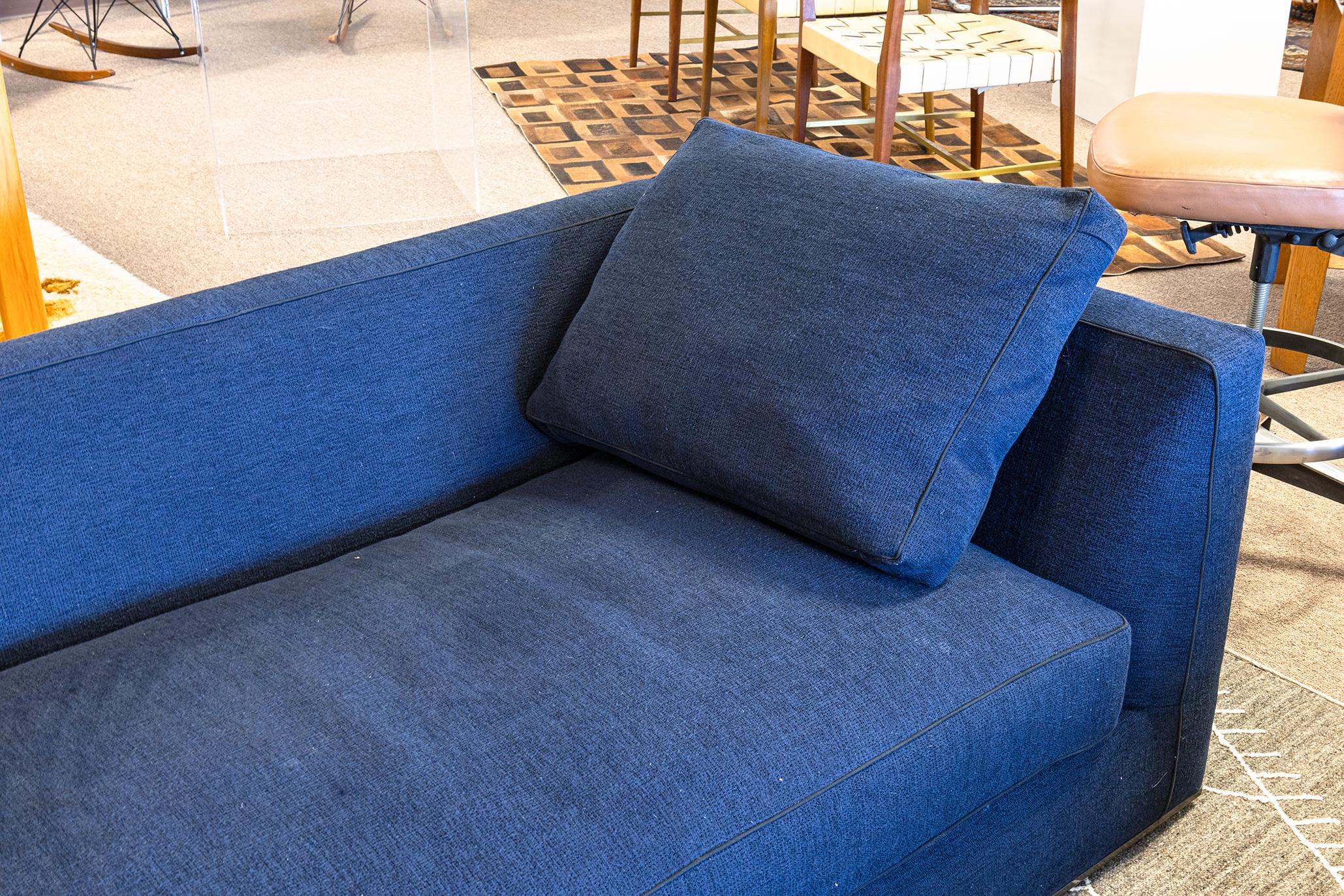 Italian B & B Italia Antonio Citterio Richard Chaise Lounge Sofa in Blue Grade S Fabric For Sale