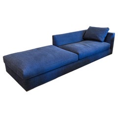 Vintage B & B Italia Antonio Citterio Richard Chaise Lounge Sofa in Blue Grade S Fabric