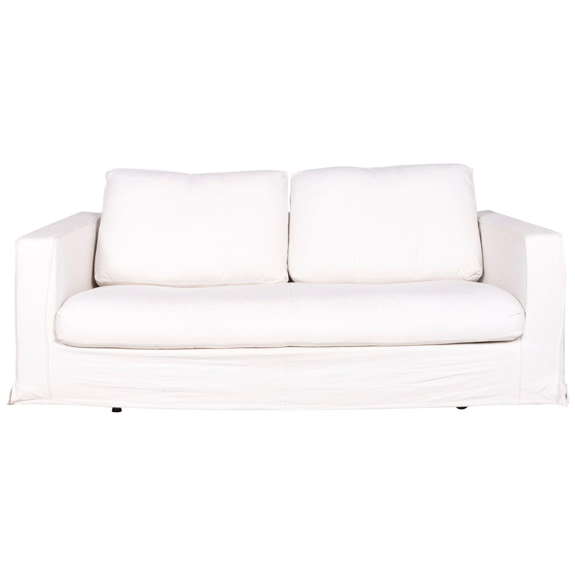 B & B Italia Baisity Designer Fabric Sofa White by Antonio Citterio Two-Seat For Sale