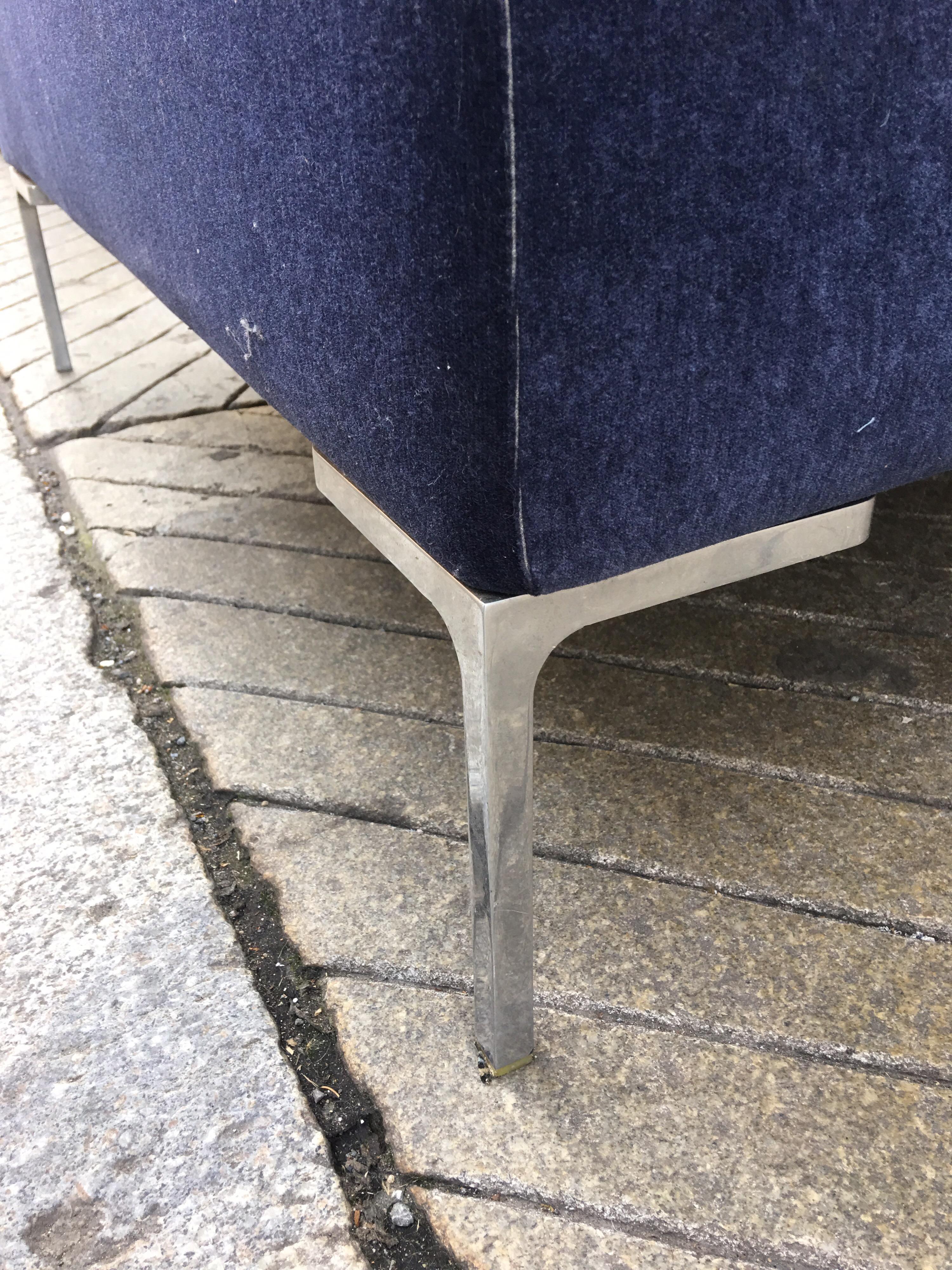 Modern B & B Italia “Charles 2-Piece Sofa in Dark Blue Mohair