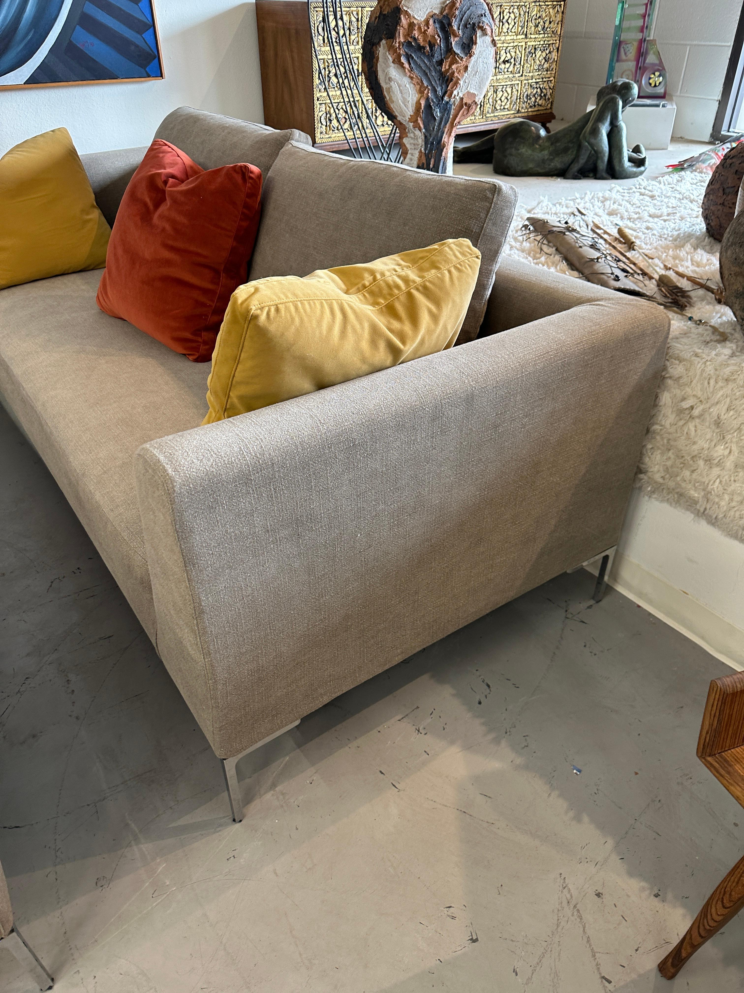 Linen B & B Italia Charles Sectional Sofa For Sale