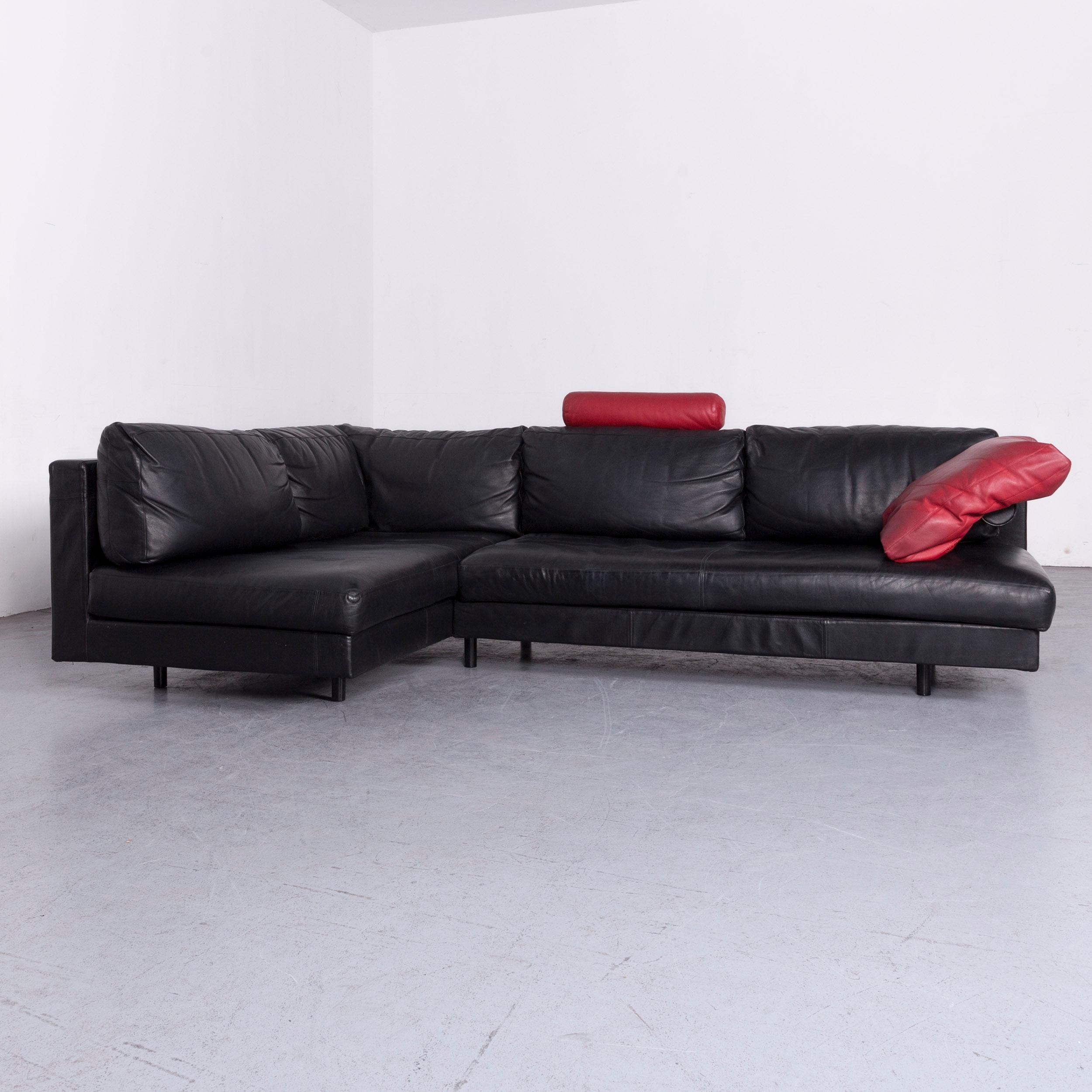Modern B & B Italia Designer Leather Corner Sofa Black Genuine Leather Sofa Couch For Sale
