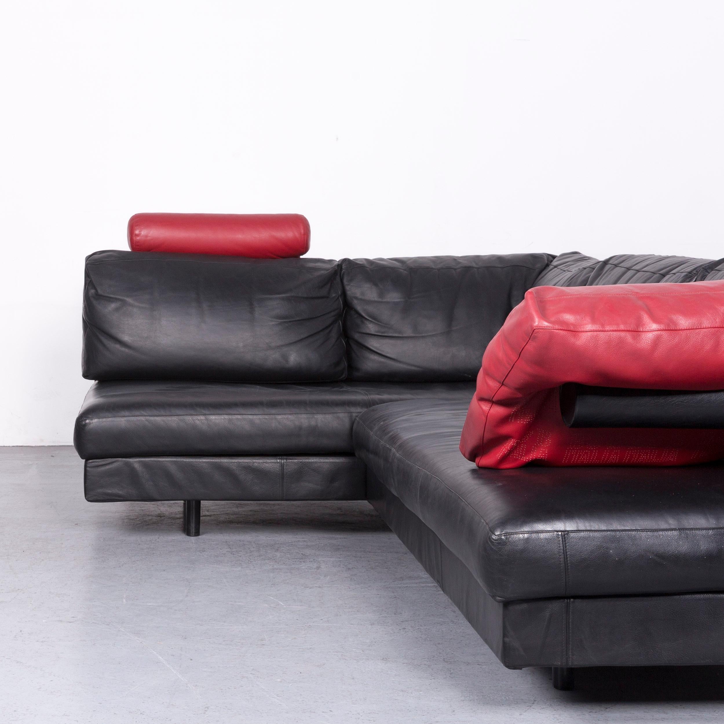 Italian B & B Italia Designer Leather Corner Sofa Black Genuine Leather Sofa Couch For Sale