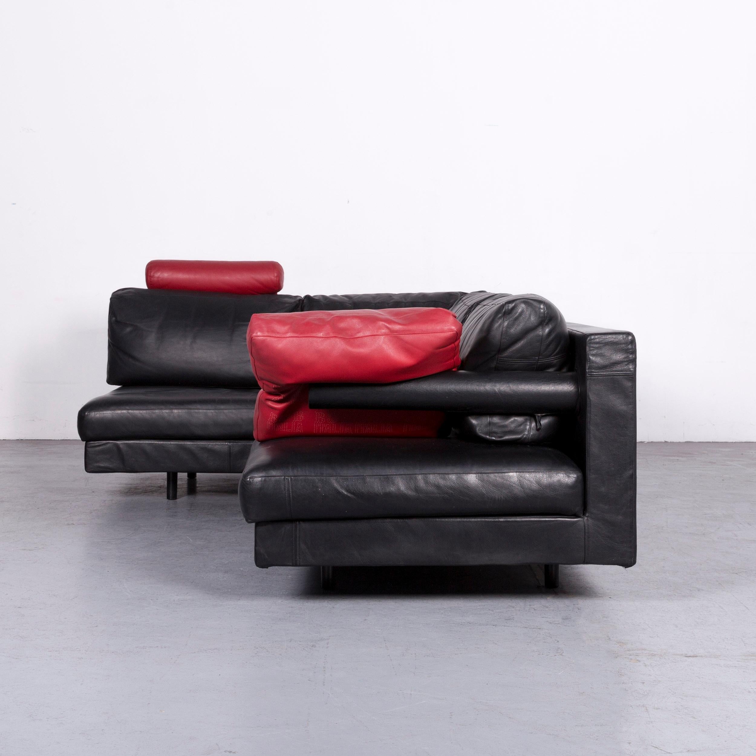 B & B Italia Designer Leather Corner Sofa Black Genuine Leather Sofa Couch For Sale 2
