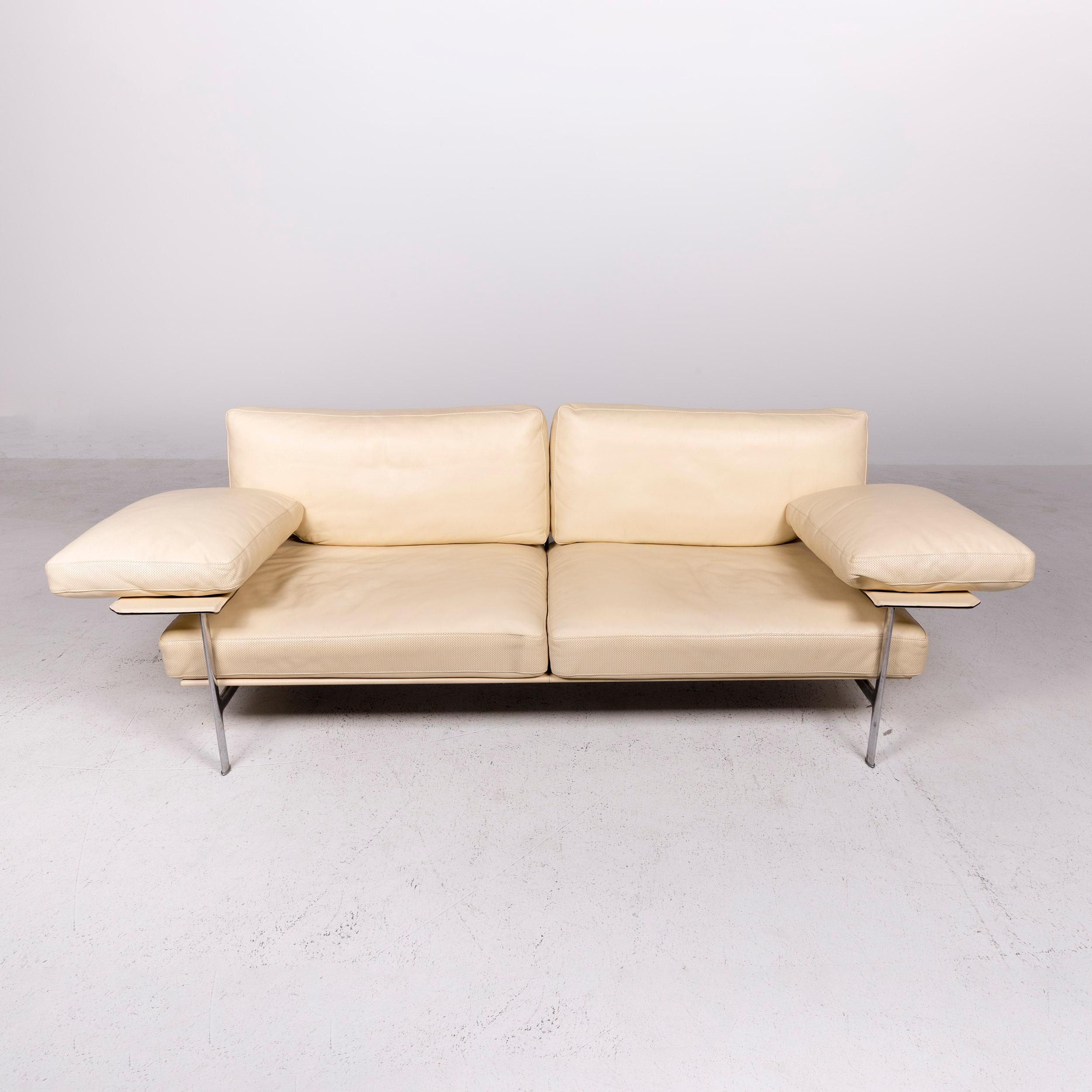 B & B Italia Diesis Designer Leather Sofa Beige Real Leather Three-Seat Couch For Sale 1
