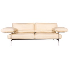 B & B Italia Diesis Designer Leather Sofa Beige Real Leather Three-Seat Couch
