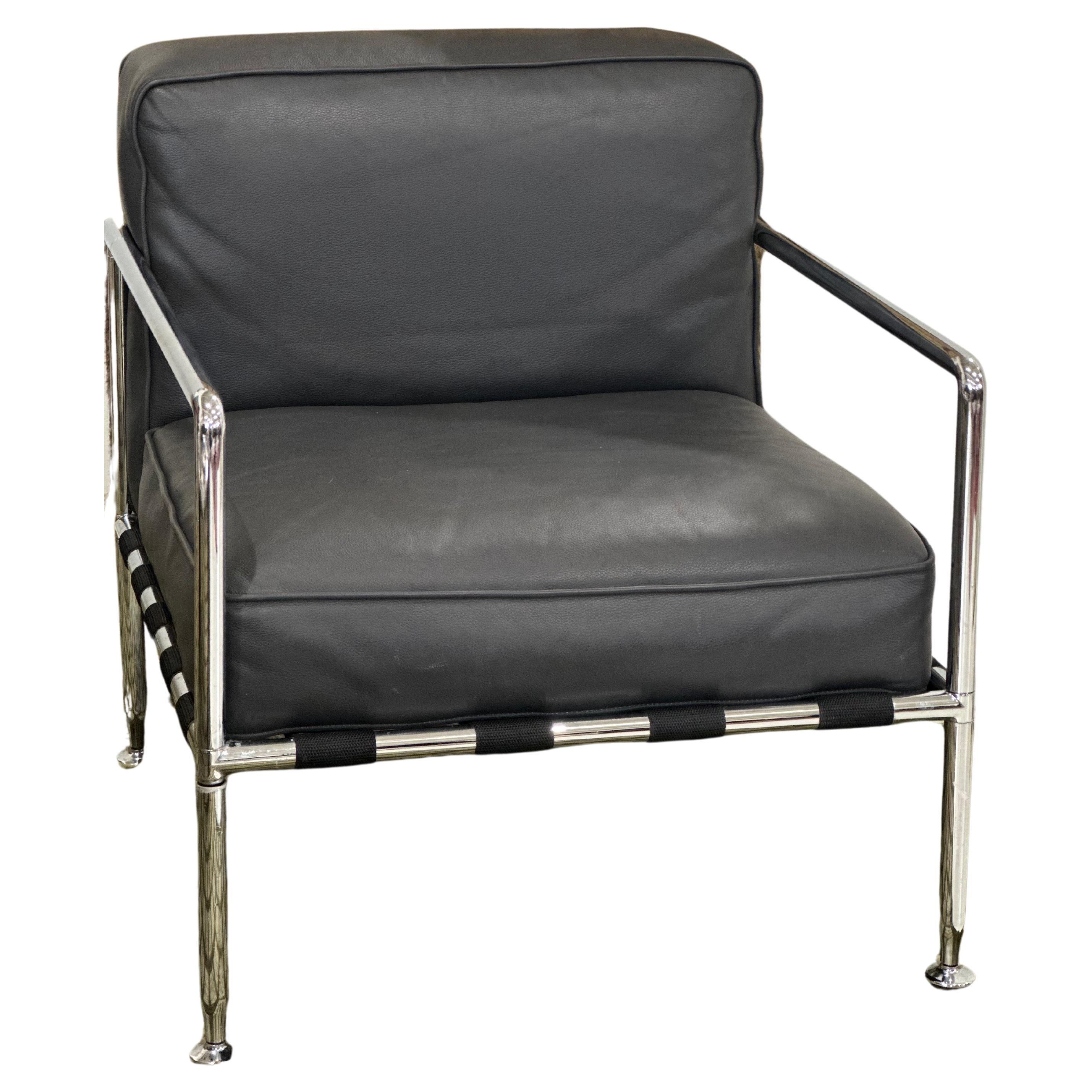 B & B Italia Leather, Chrome-Plated Chair For Sale