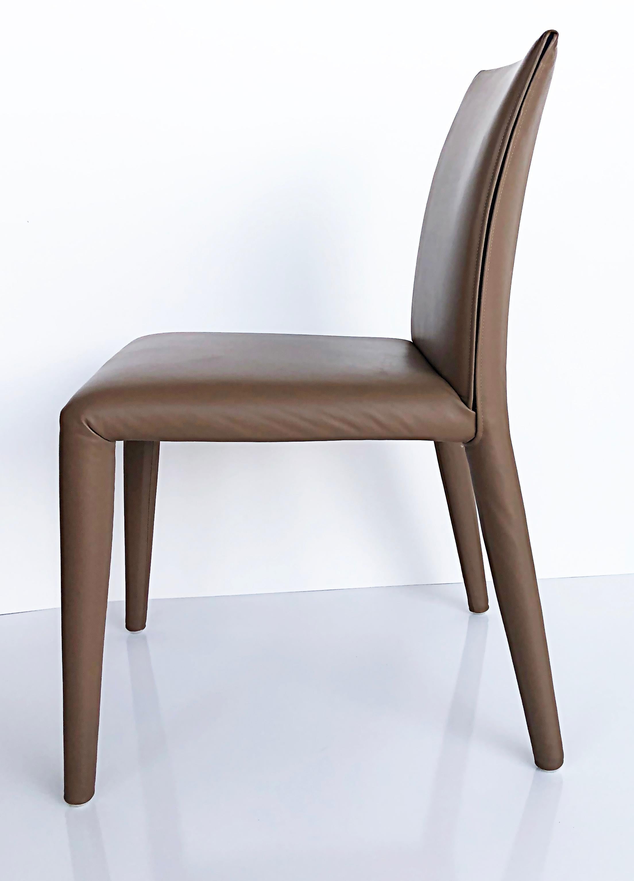 Steel B & B Italia Mario Bellini Vol Au Vent Leather Dining Chairs, Set of 6