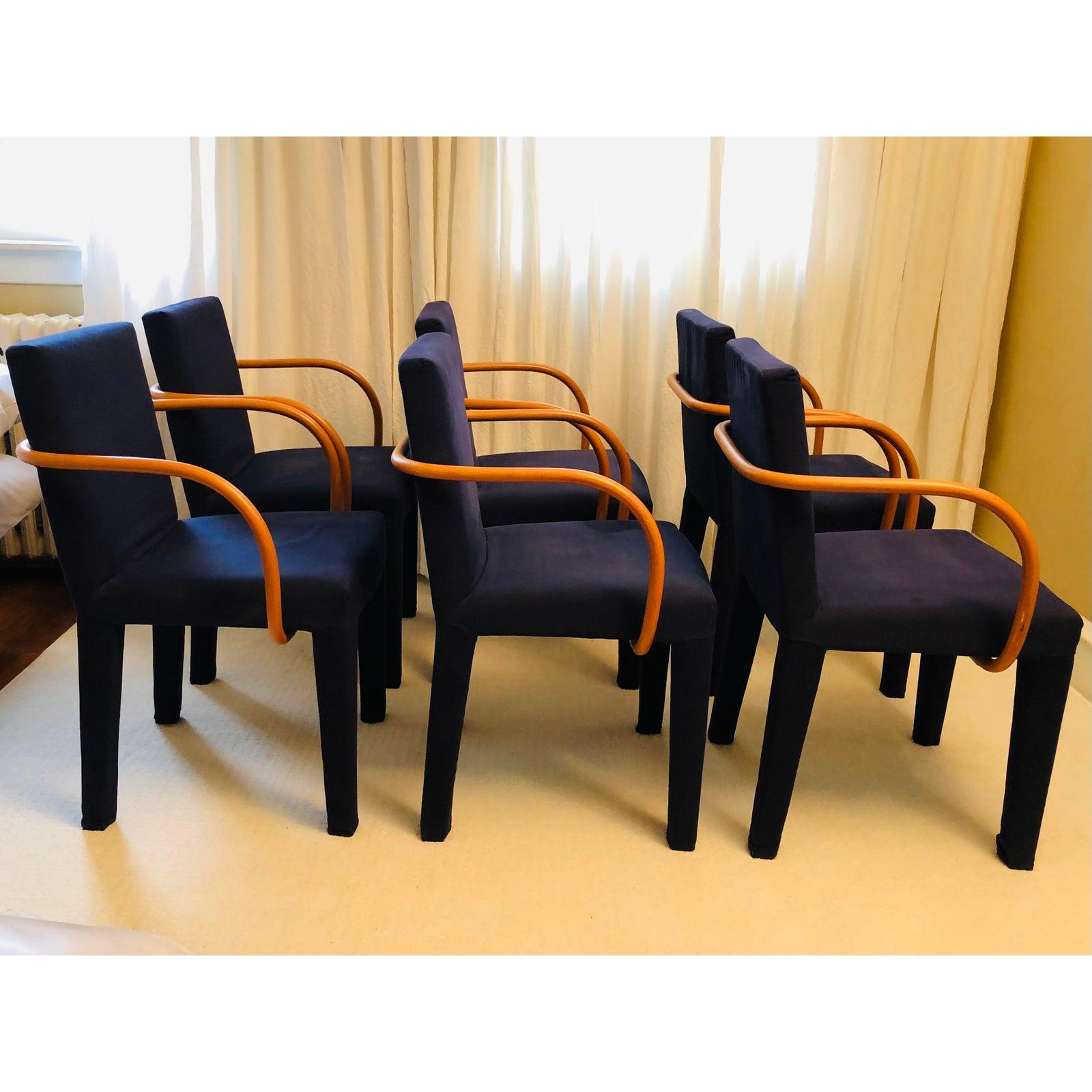 Set of 6 B&B Italia chairs designed by Antonio Citterio. 

The chairs have removable covers in dark purple, replete with B & B tags.

The frame consists of tubes and a steel profile and flexible polyurethane foam that is shaped coldly.